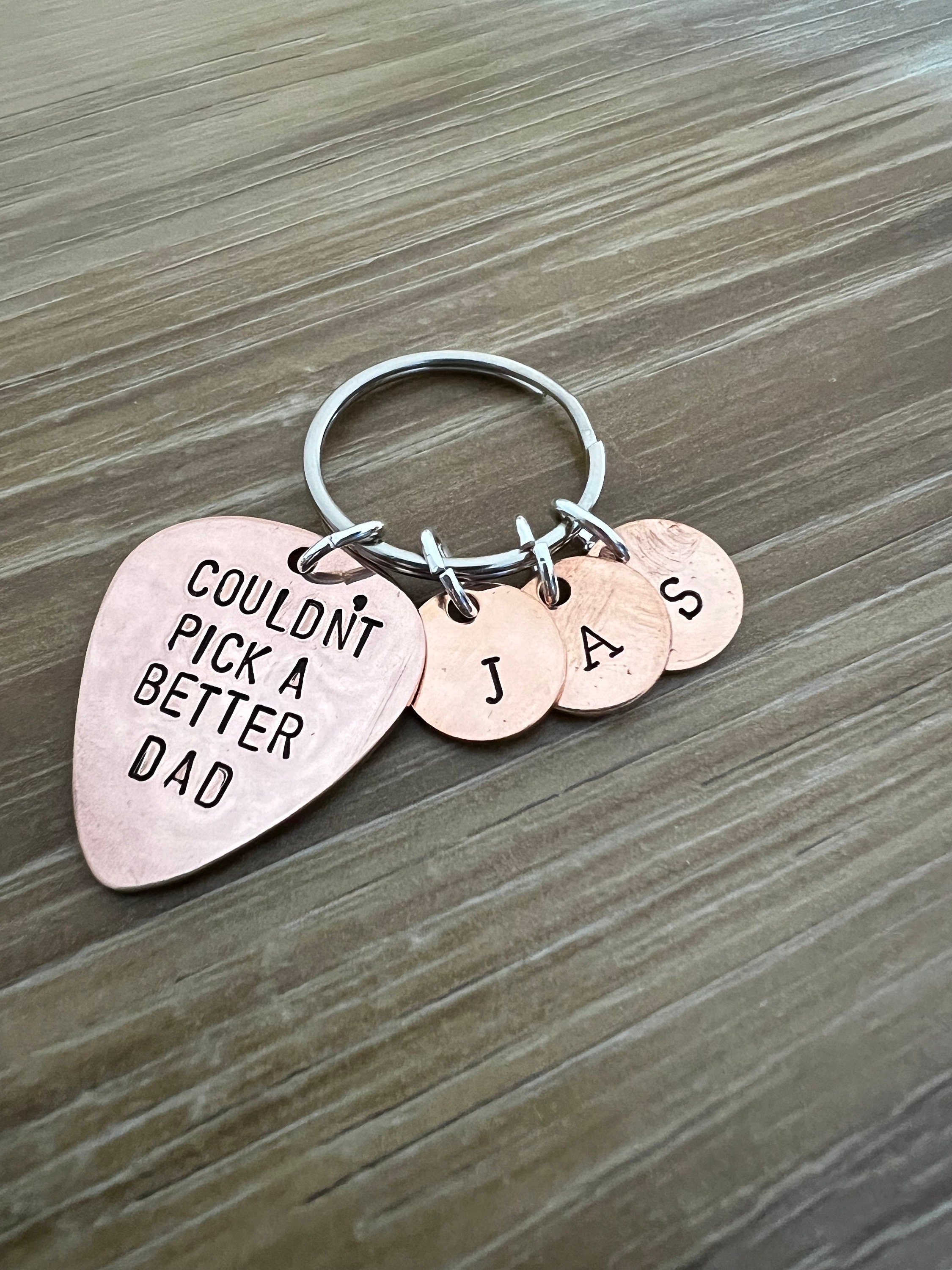 Hand Stamped Guitar Pick: Personalized Dad Gift, Brass, Copper, or Aluminum, view 4
