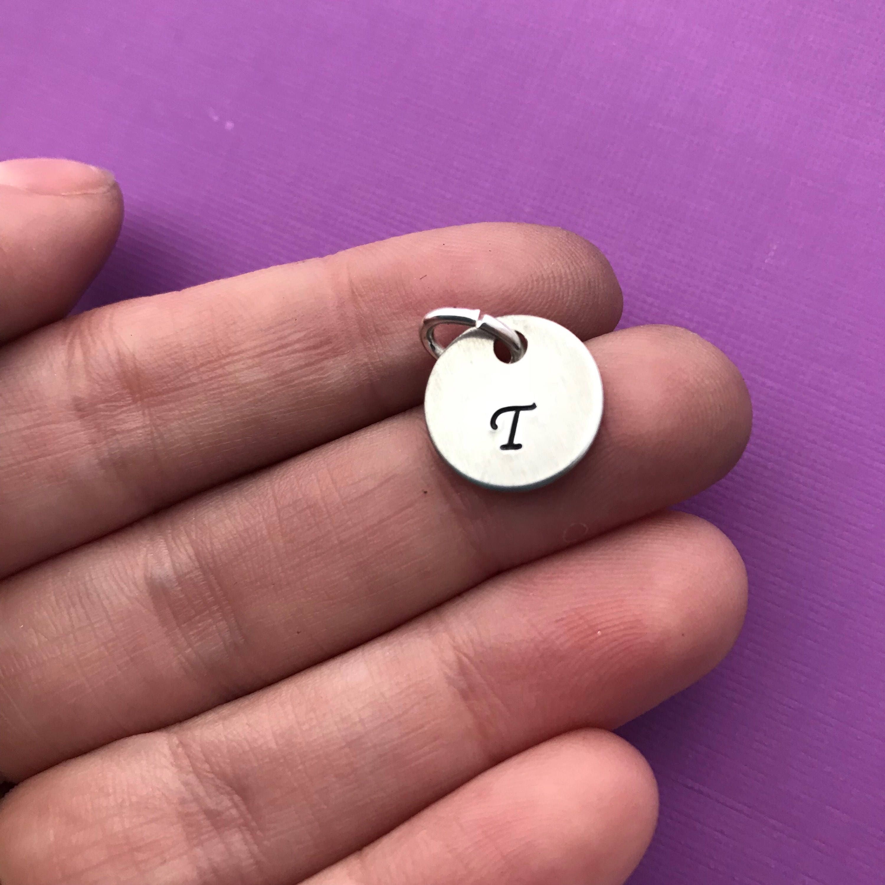 Custom Hand Stamped Aluminum 1/2 inch Initial Charm, view 4