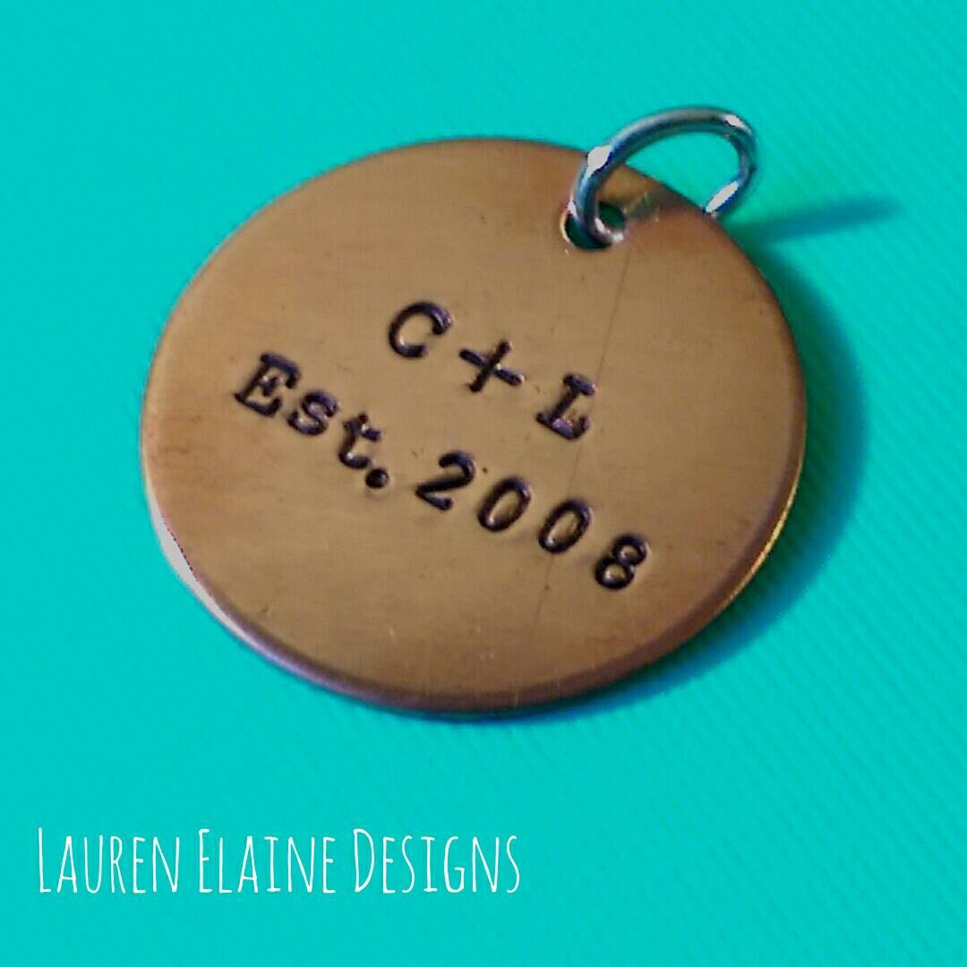 Custom Hand Stamped Copper 1 inch Charm- Pick your Phrase, view 2