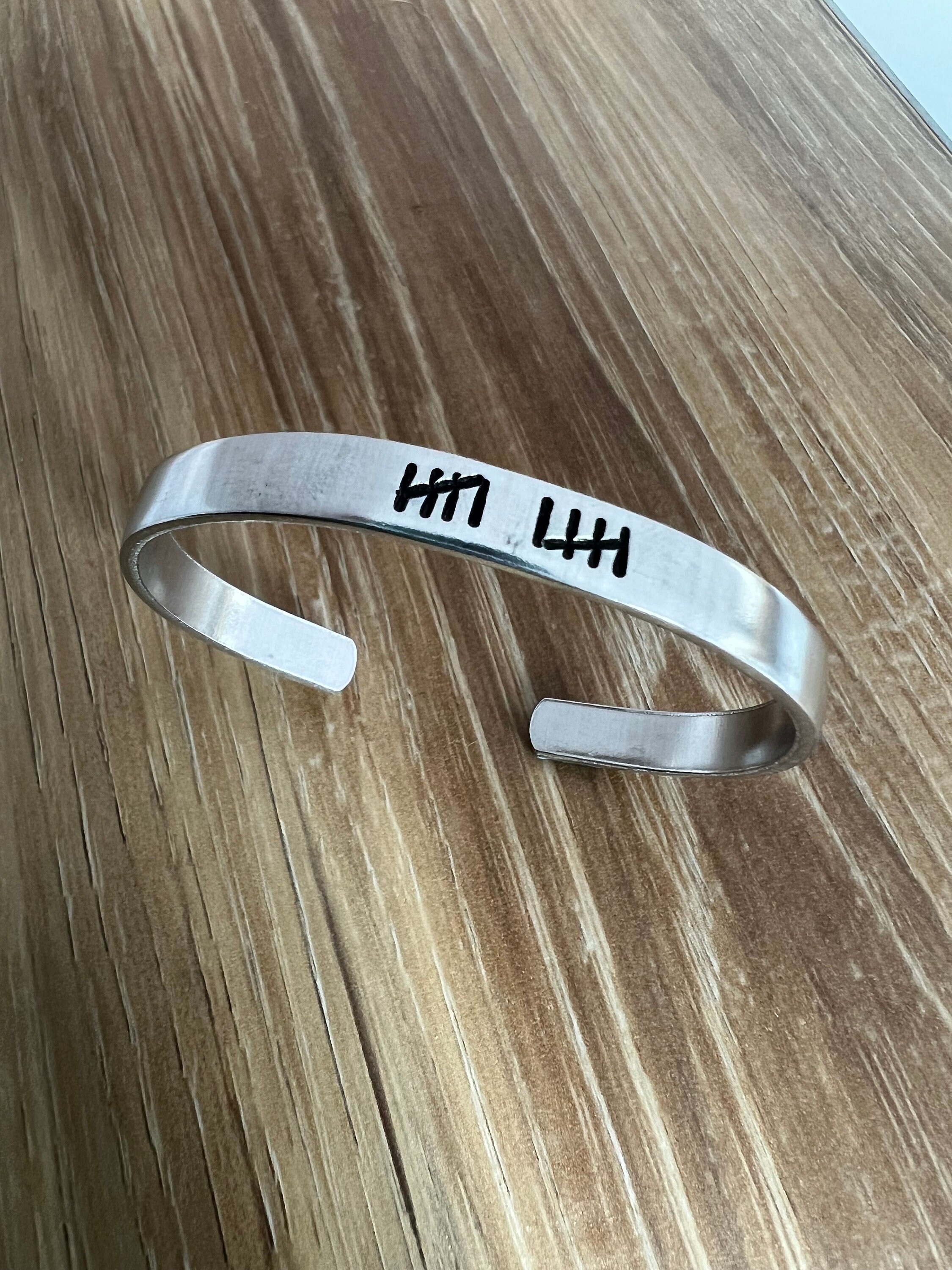 Custom Tally Mark Bracelet: Hand Stamped Anniversary Cuff, view 2