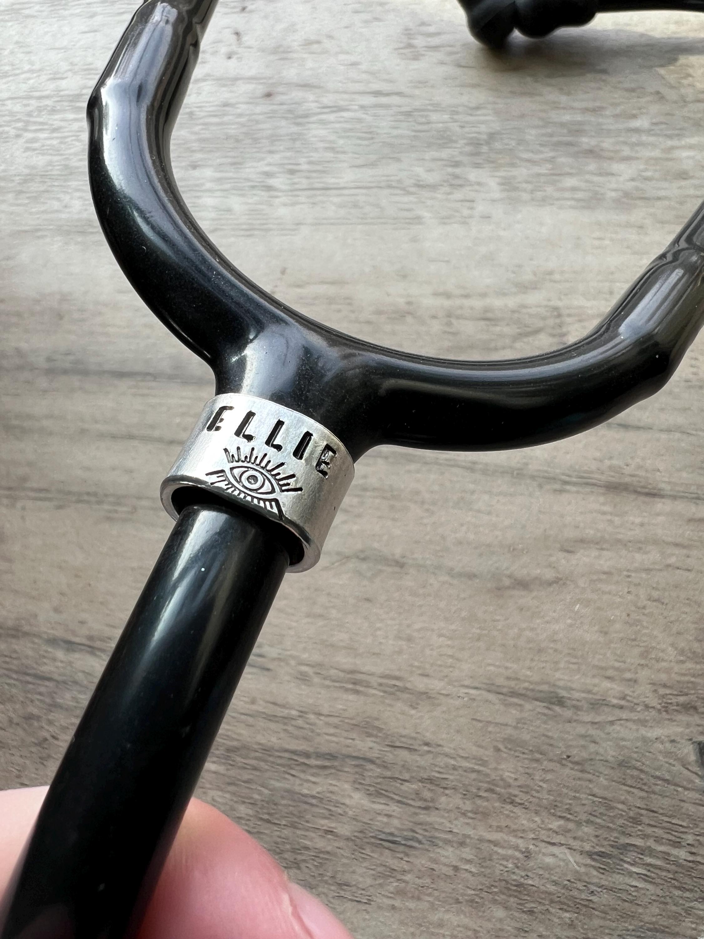 Evil Eye Stethoscope ID Tag: Custom Hand Stamped Nurse Gift