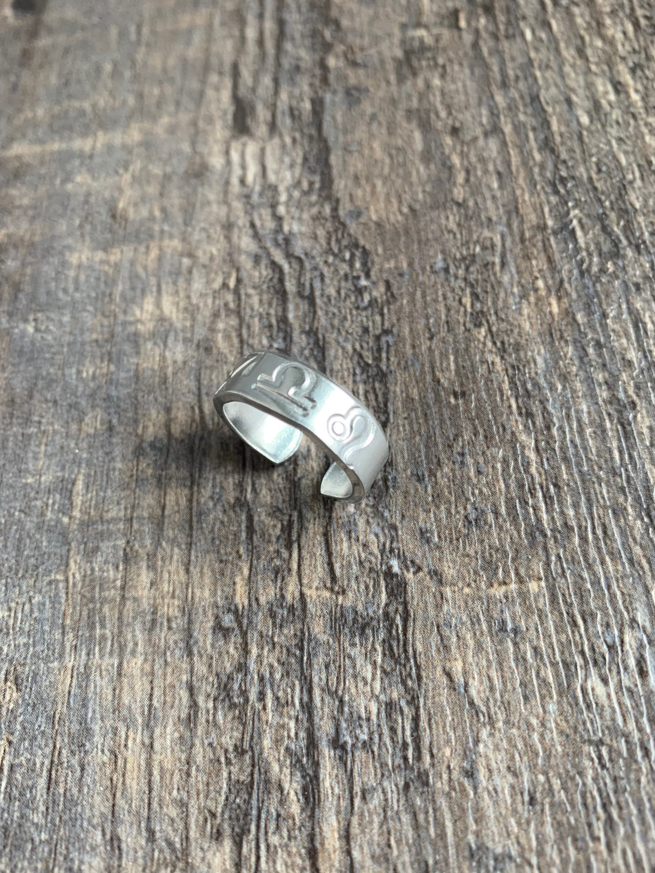 Hand Stamped Zodiac Sign Ring: Sun, Moon & Rising Signs, view 2