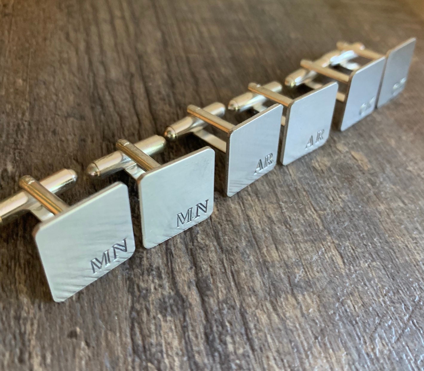 Custom Hand Stamped Aluminum Cuff Links: Personalized Wedding, Groomsman Gift