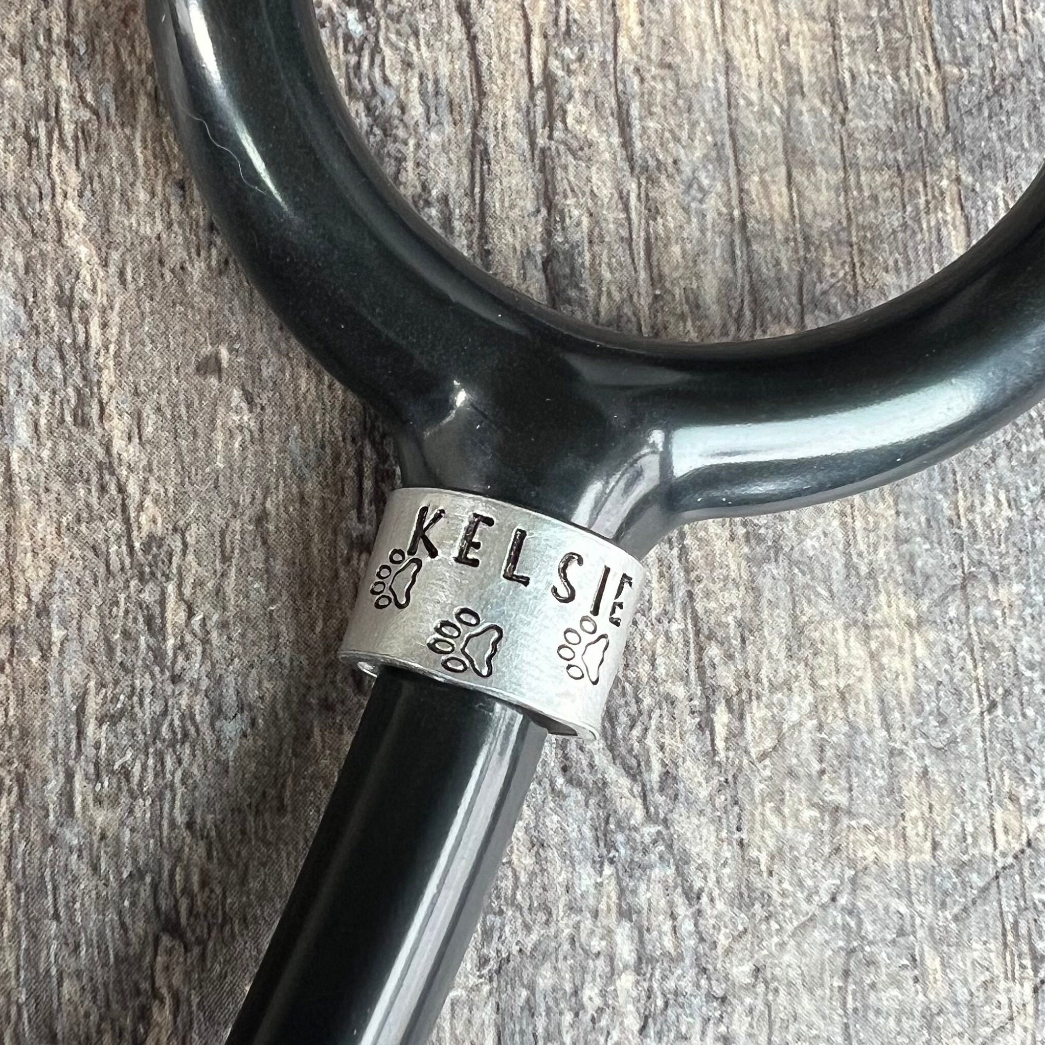 Hand Stamped Paw Print Stethoscope ID Tag: Veterinarian Gift