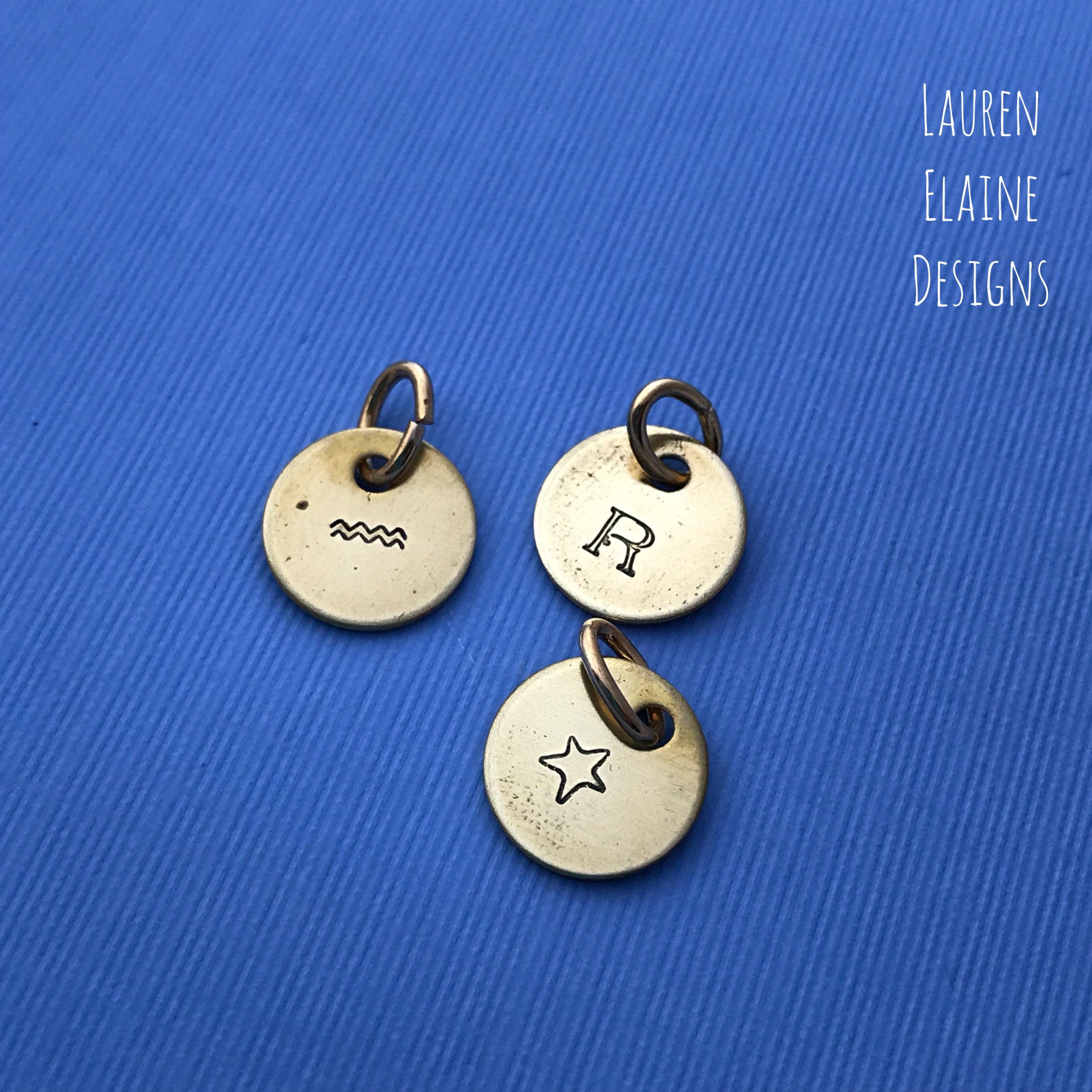 Custom Hand Stamped Brass Initial Charm- Pick the Font, view 2