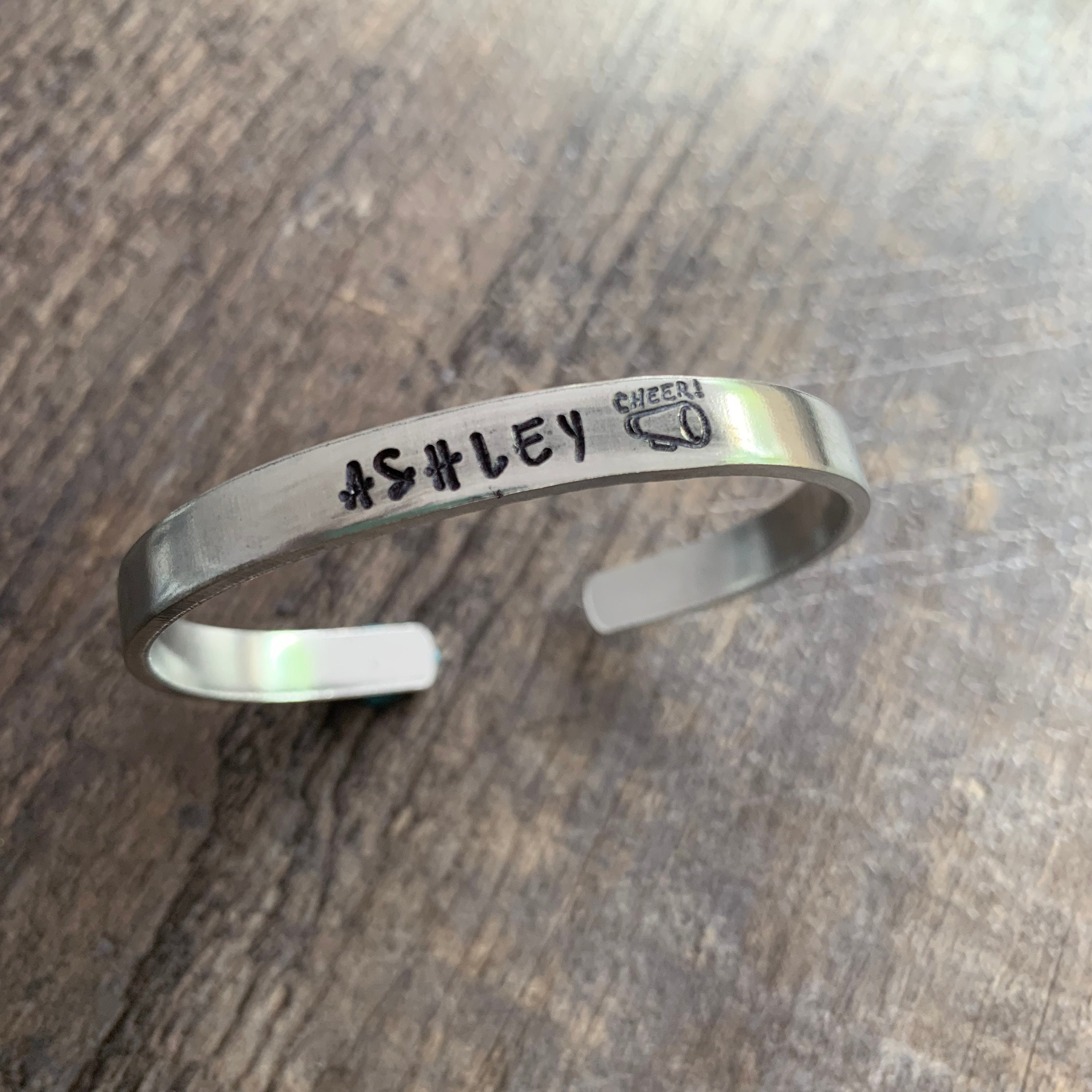 Custom Hand Stamped Bracelet Aluminum Cuff ((Names, Dates, Quotes)) Can have HIDDEN MESSAGE, view 4