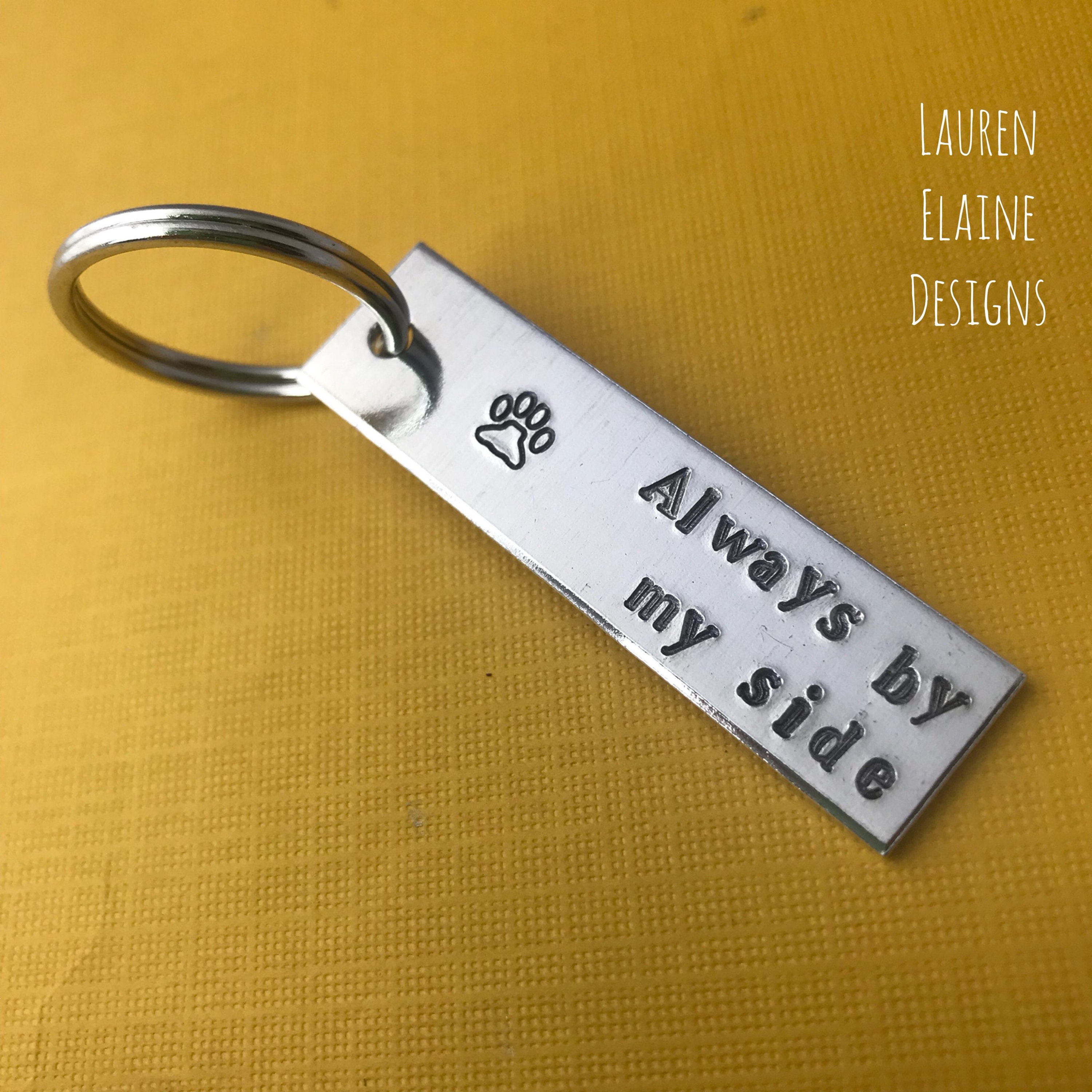 Always By My Side - Pet Memorial- Hand Stamped Aluminum Keychain, view 2