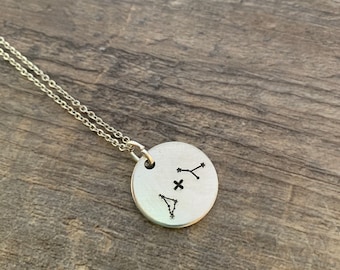 Zodiac Constellation Couple Necklace- Aries Taurus Gemini Cancer Leo Virgo Libra Scorpio Sagittarius Capricorn Aquarius, Pisces