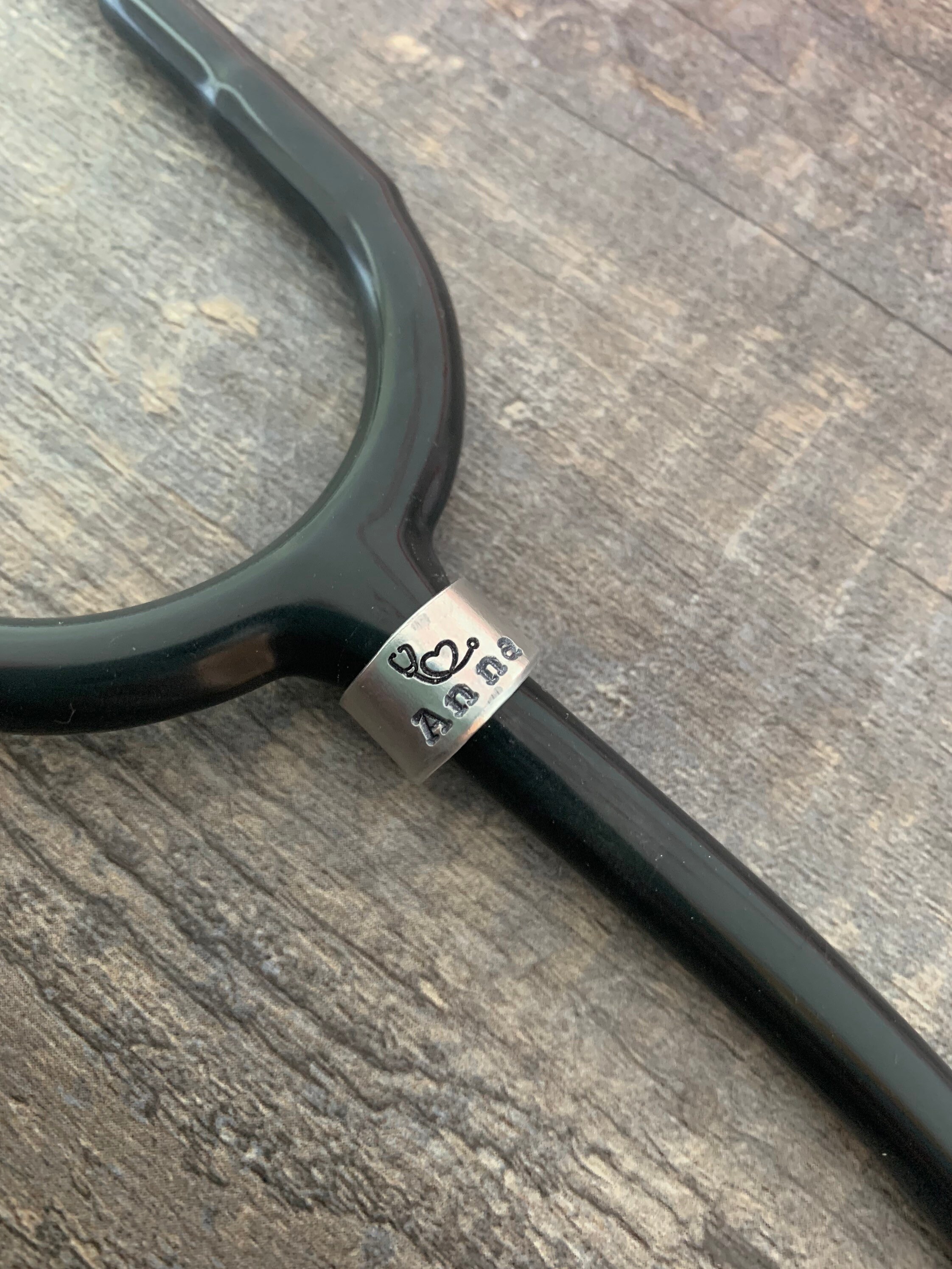 Hand Stamped Custom Name Stethoscope ID Tag: Aluminum Nurse Gift, view 2