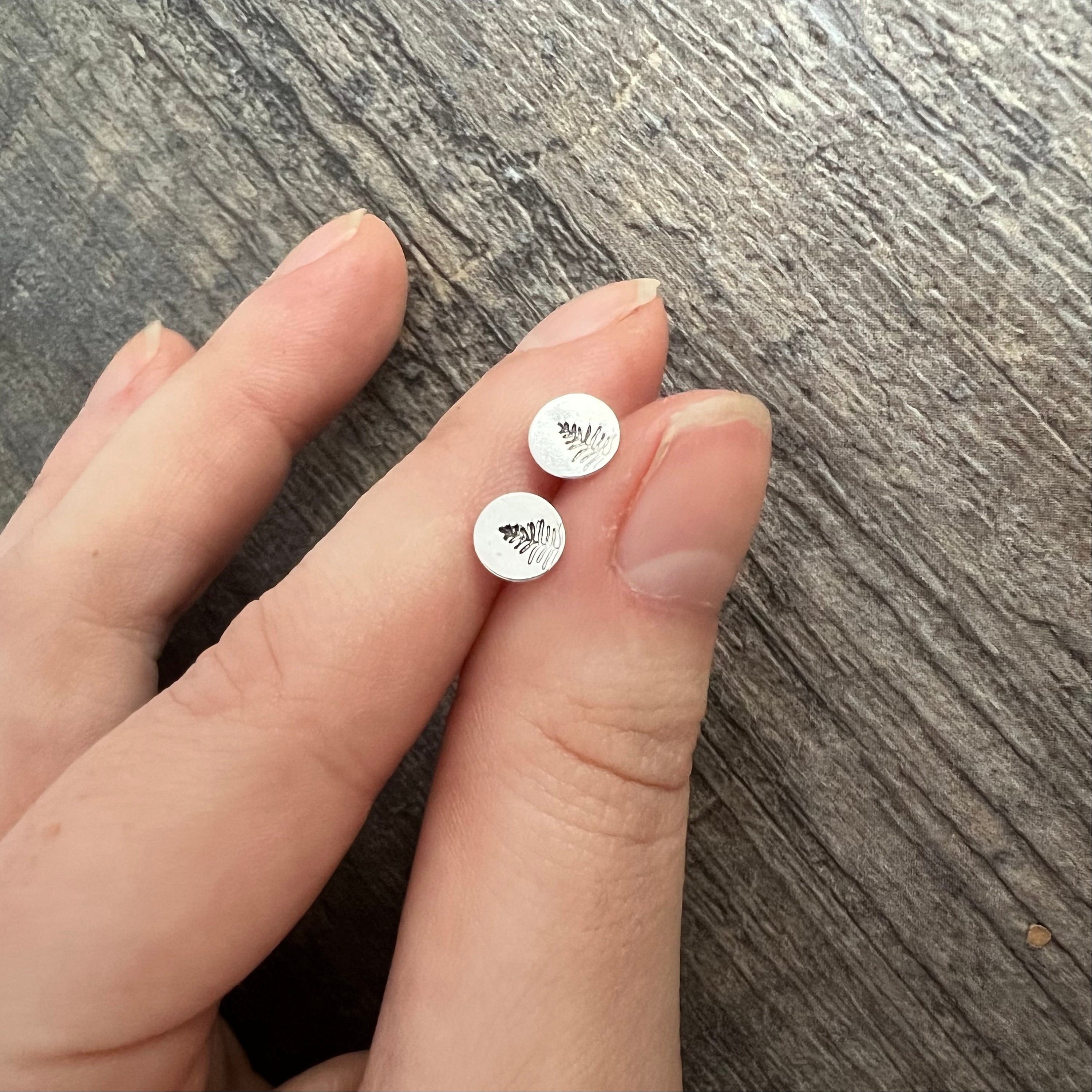 Fern Leaf Sterling Silver Stud Earrings, view 3