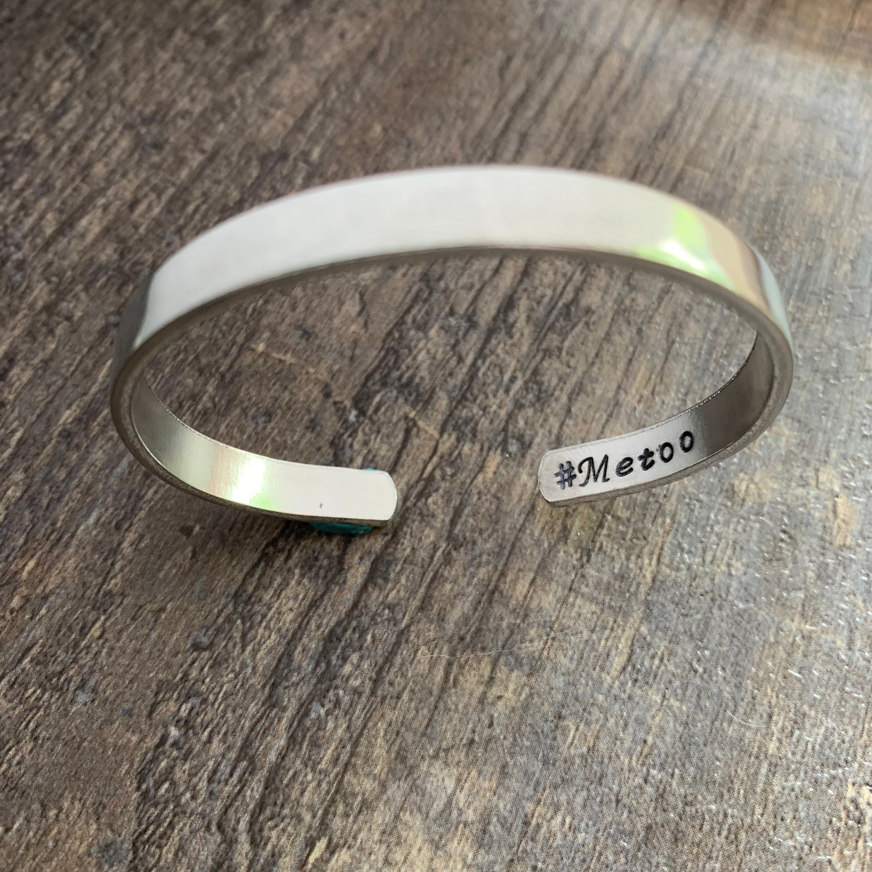 Custom Hand Stamped Bracelet Aluminum Cuff ((Names, Dates, Quotes)) Can have HIDDEN MESSAGE, view 5