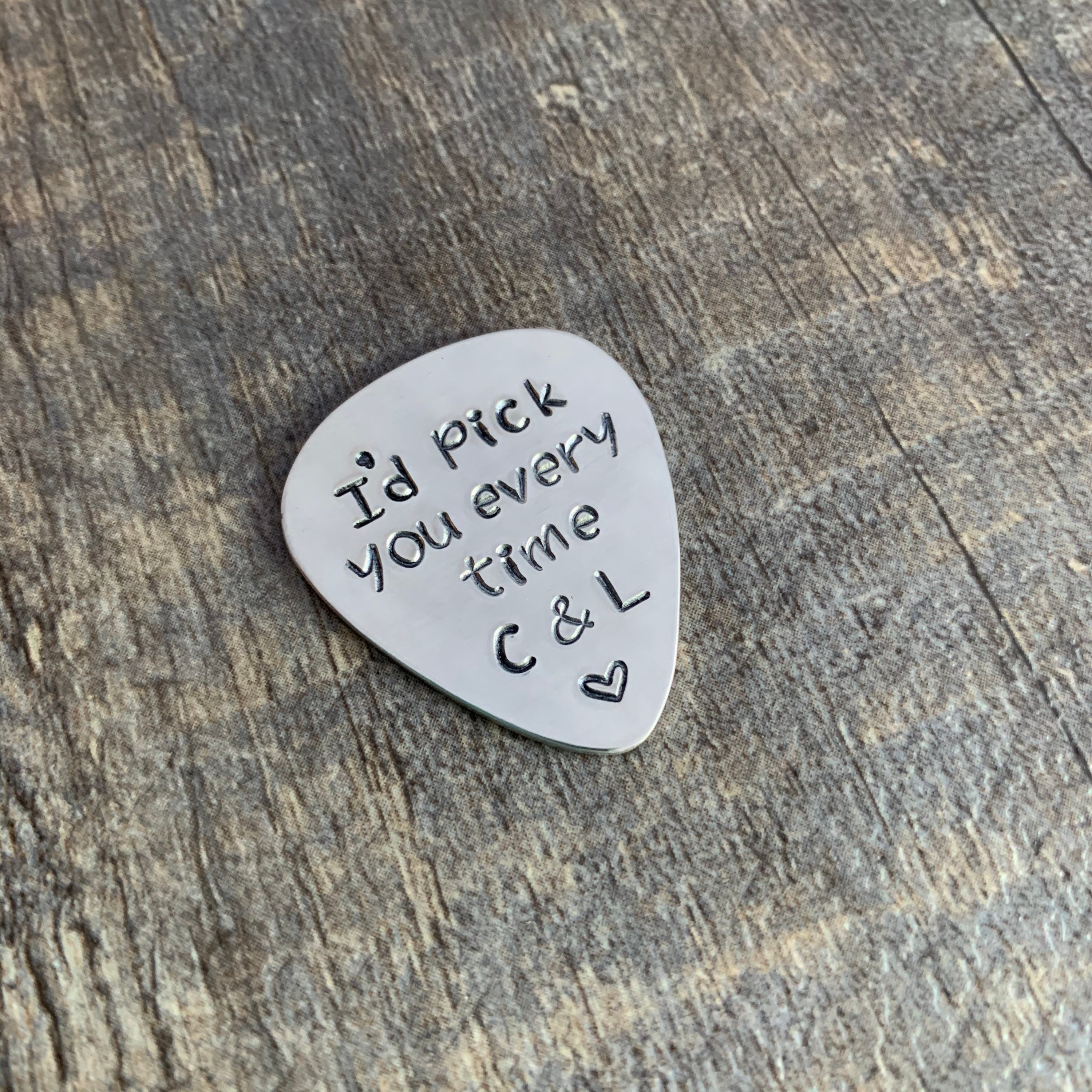 Hand Stamped Guitar Pick: Personalized Musician Gift, view 2