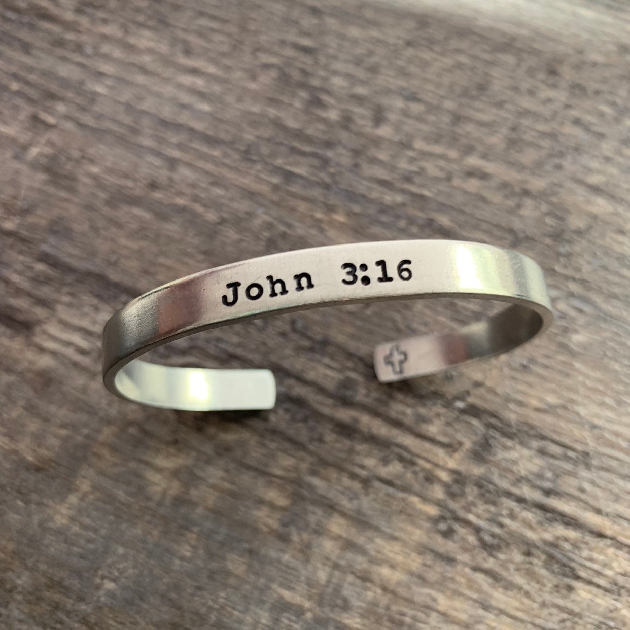 Hand Stamped Bible Verse Bracelet: Sterling Silver, Copper, or Brass