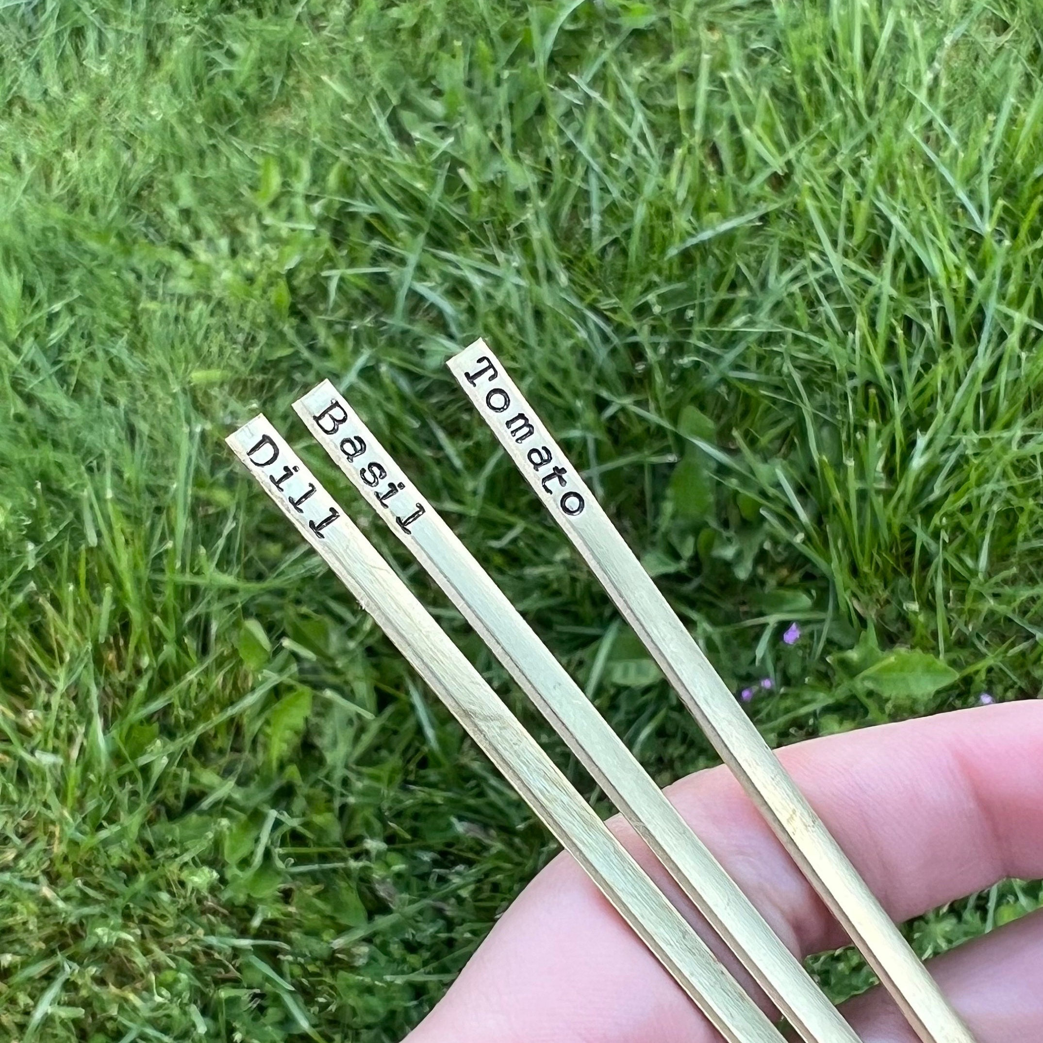 Custom Brass Garden Markers: Hand Stamped Plant Herb Tags