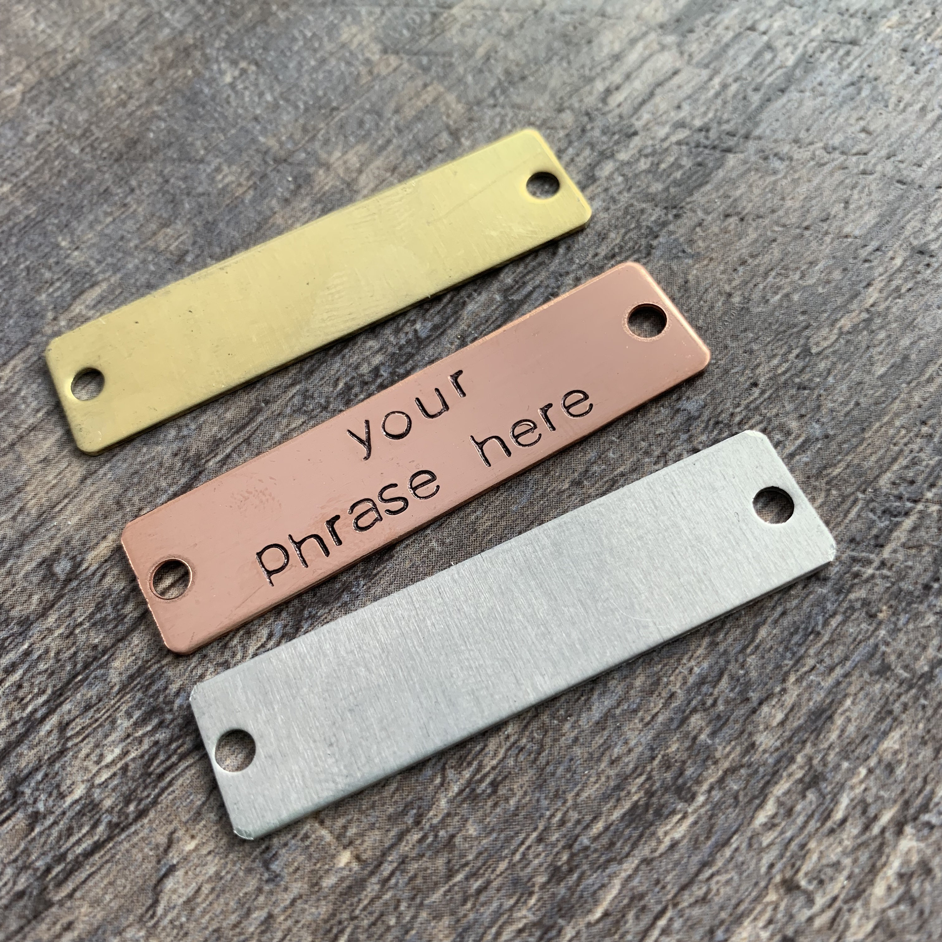 Hand Stamped Copper, Brass, or Aluminum Tag: Custom Phrase Charm