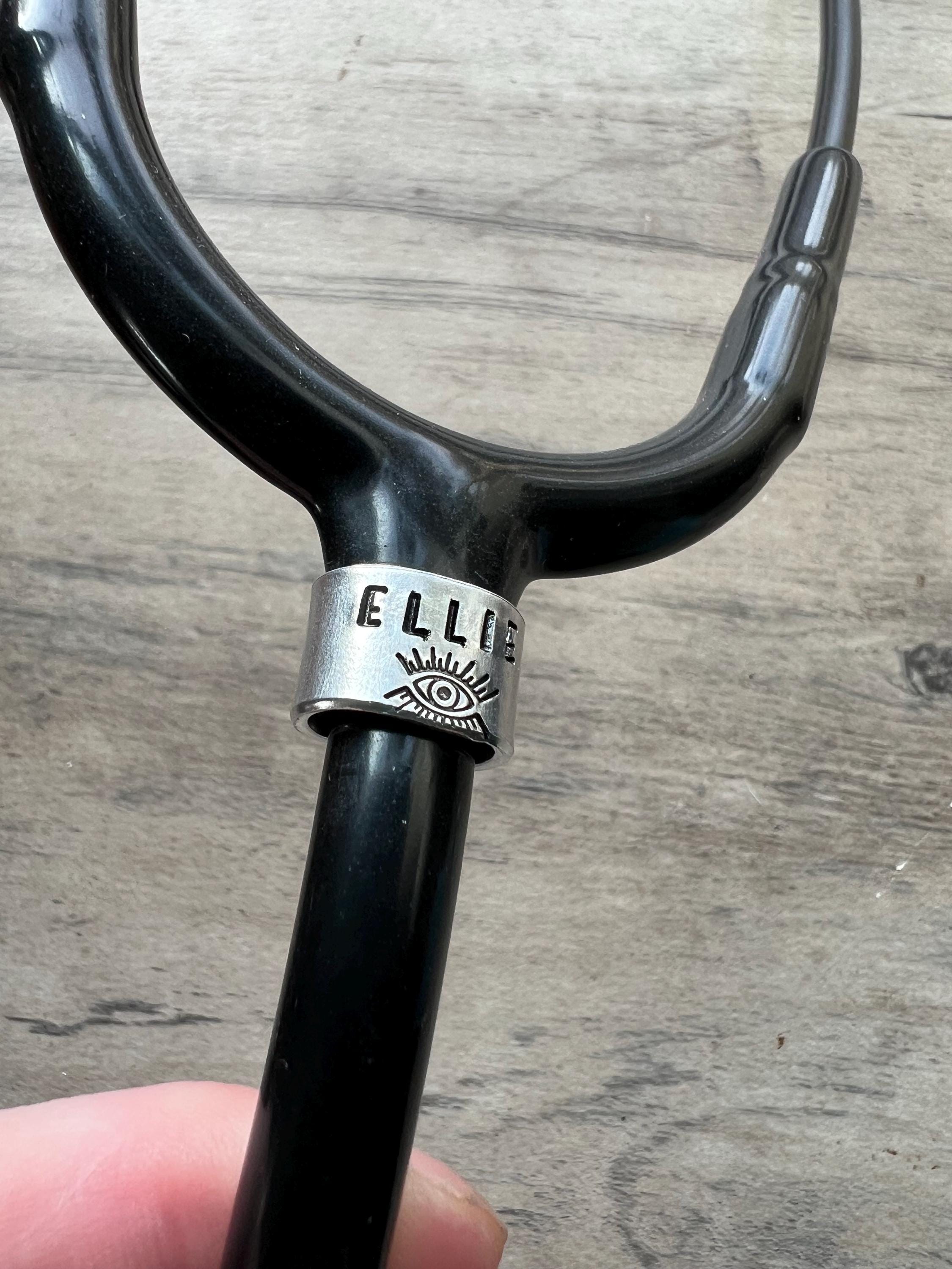 Evil Eye Stethoscope ID Tag: Custom Hand Stamped Nurse Gift, view 2