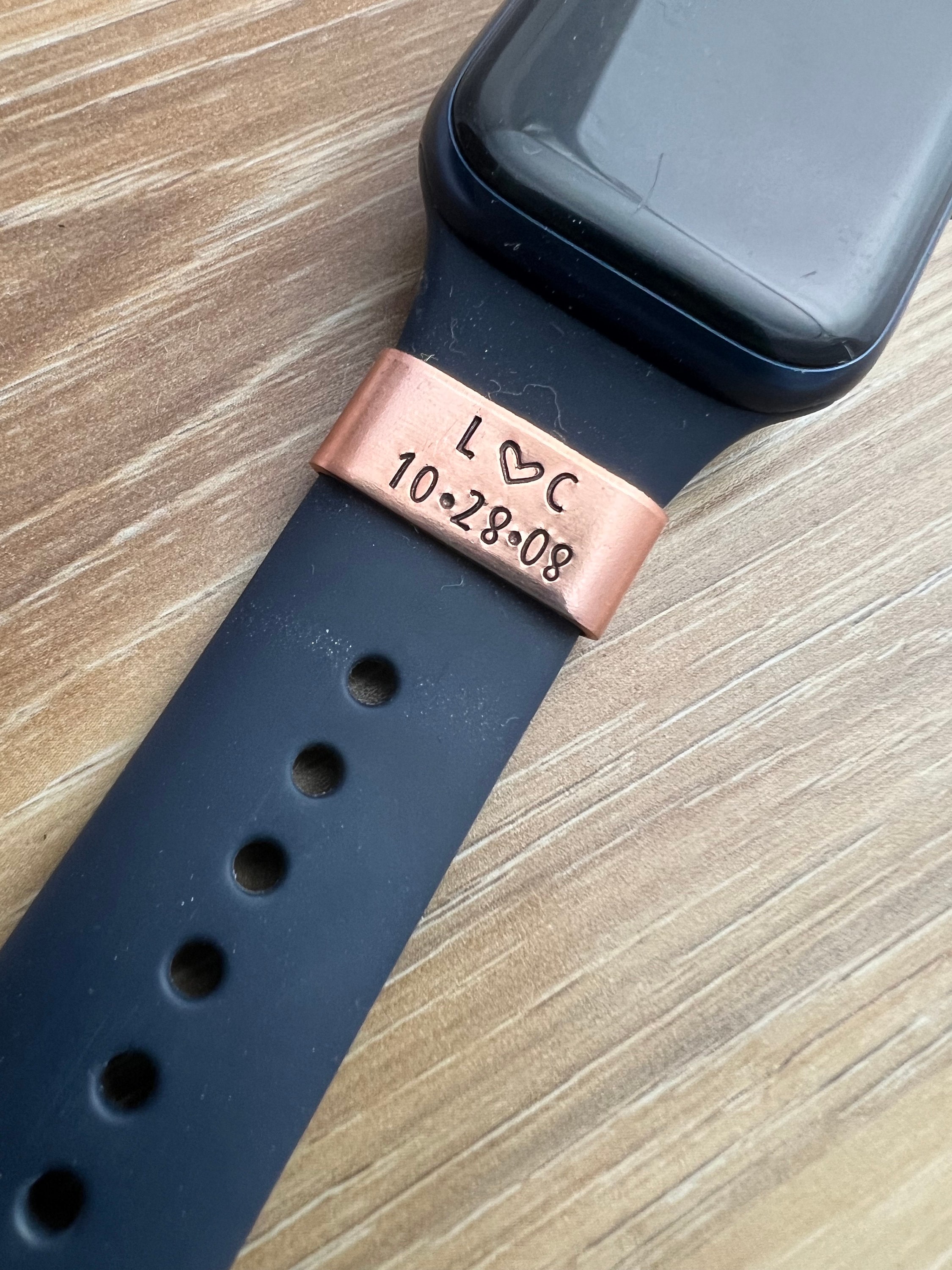 Custom Copper Watch Band Charm: Hand Stamped Personalized Tag, view 5