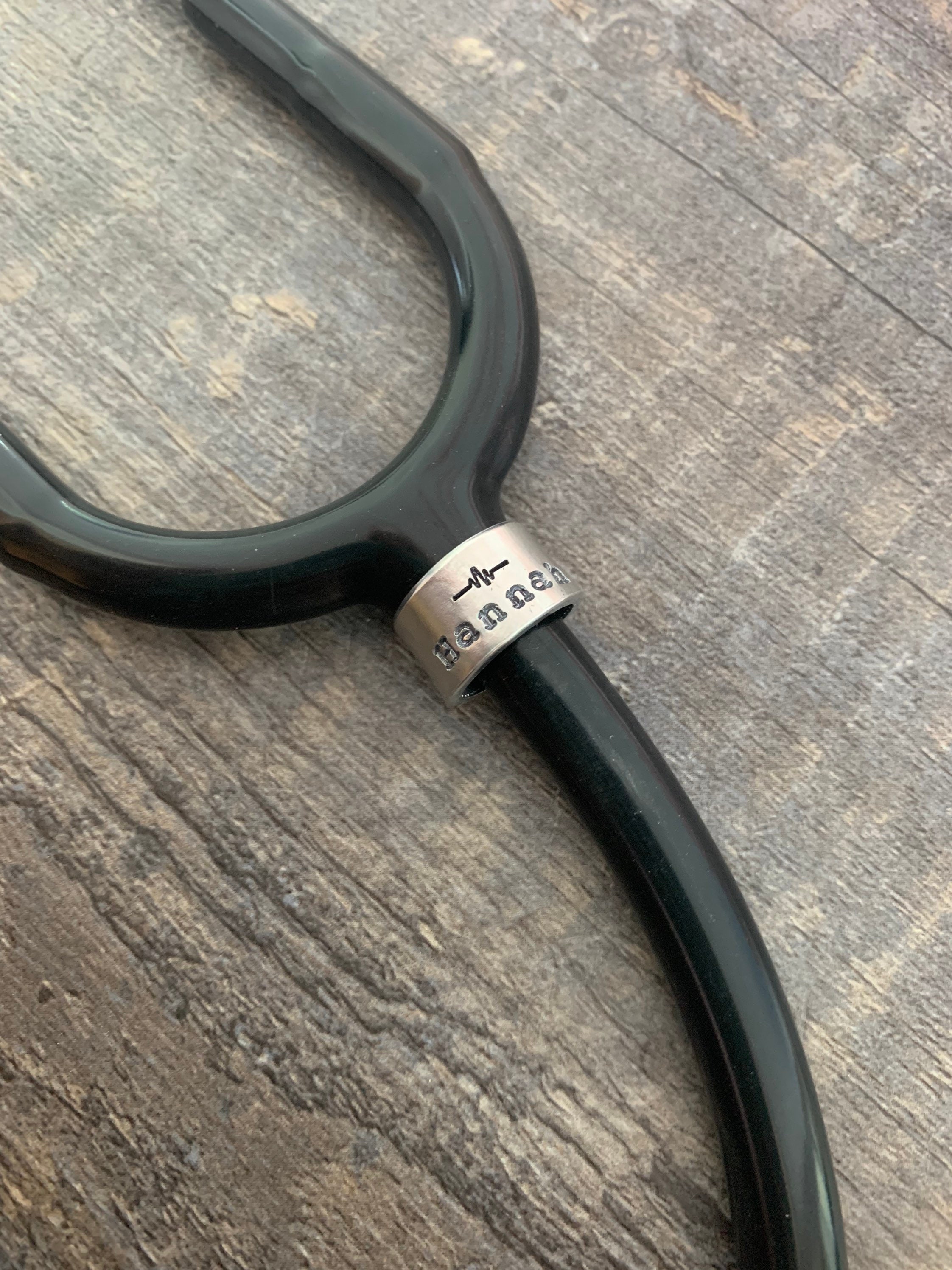 Hand Stamped Stethoscope ID Tag: Personalized Nurse Gift, view 2