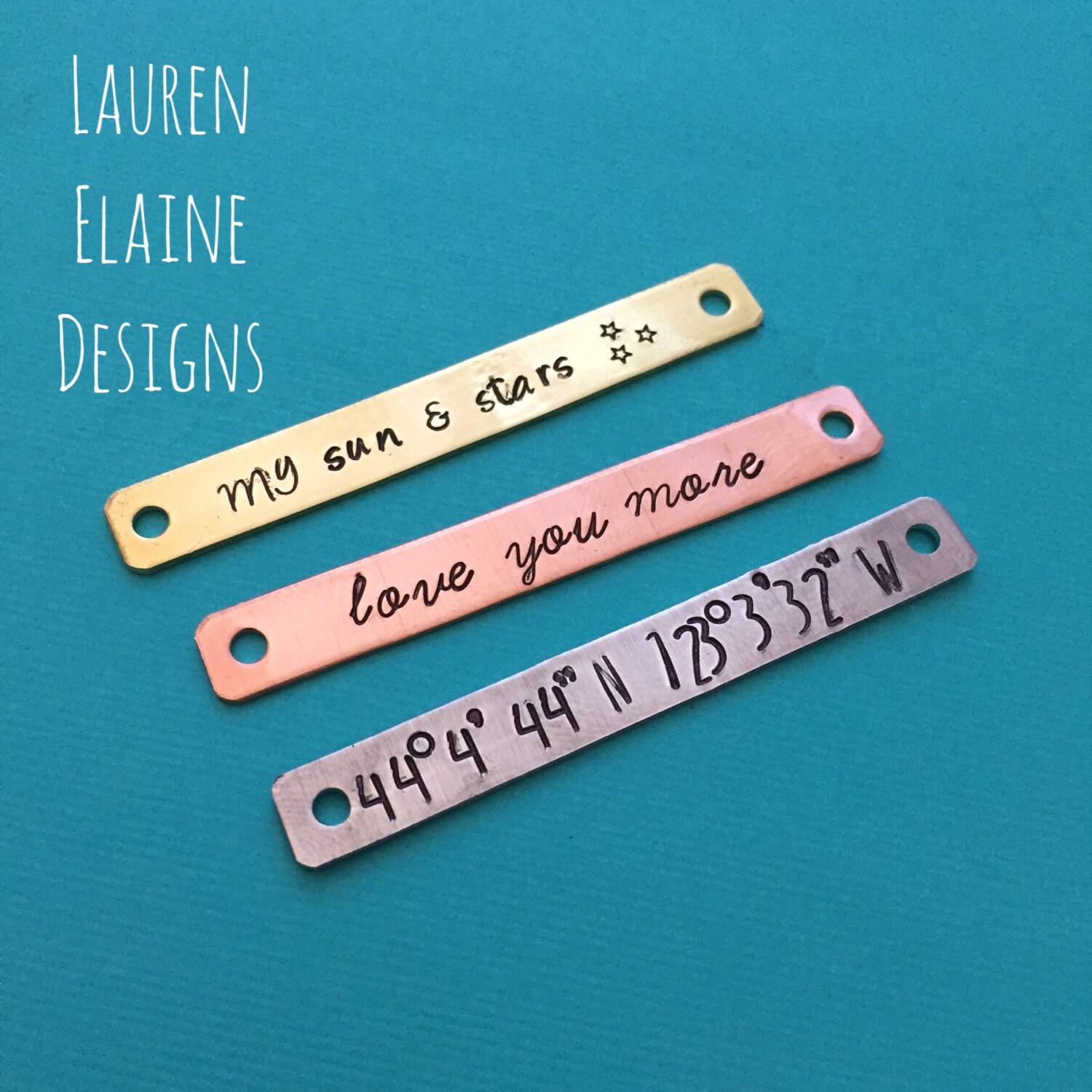 Hand Stamped Bracelet Charm: Custom Brass, Aluminum, or Copper Tag, view 2