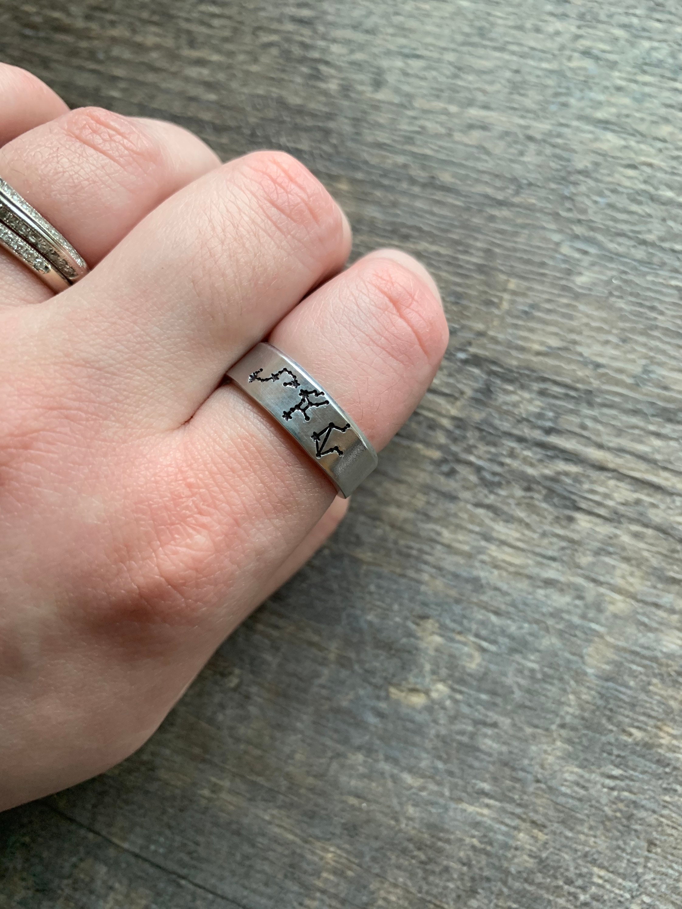 Zodiac Constellation Ring: Sun, Moon & Rising Sign - Aluminum, view 3