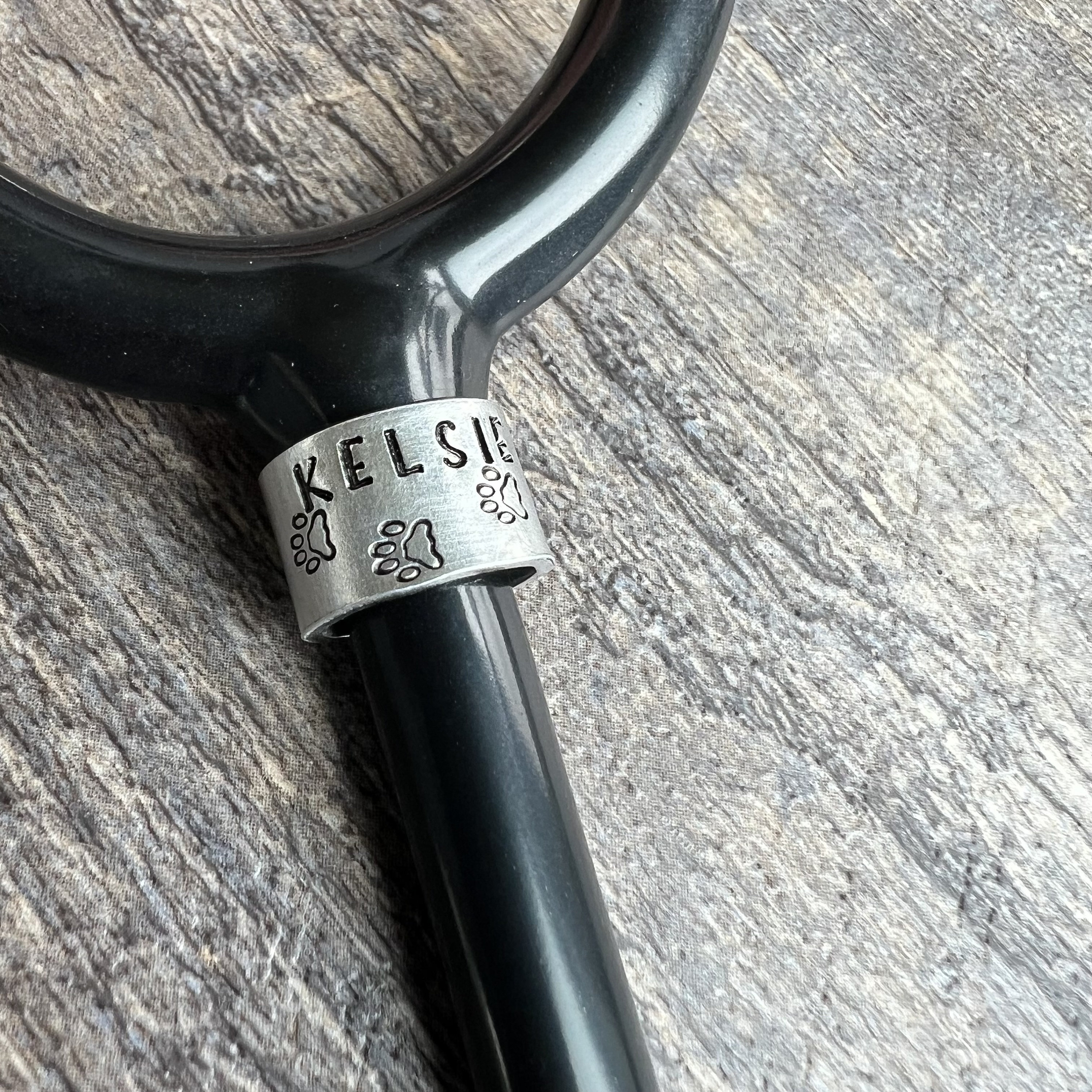 Hand Stamped Paw Print Stethoscope ID Tag: Veterinarian Gift, view 4