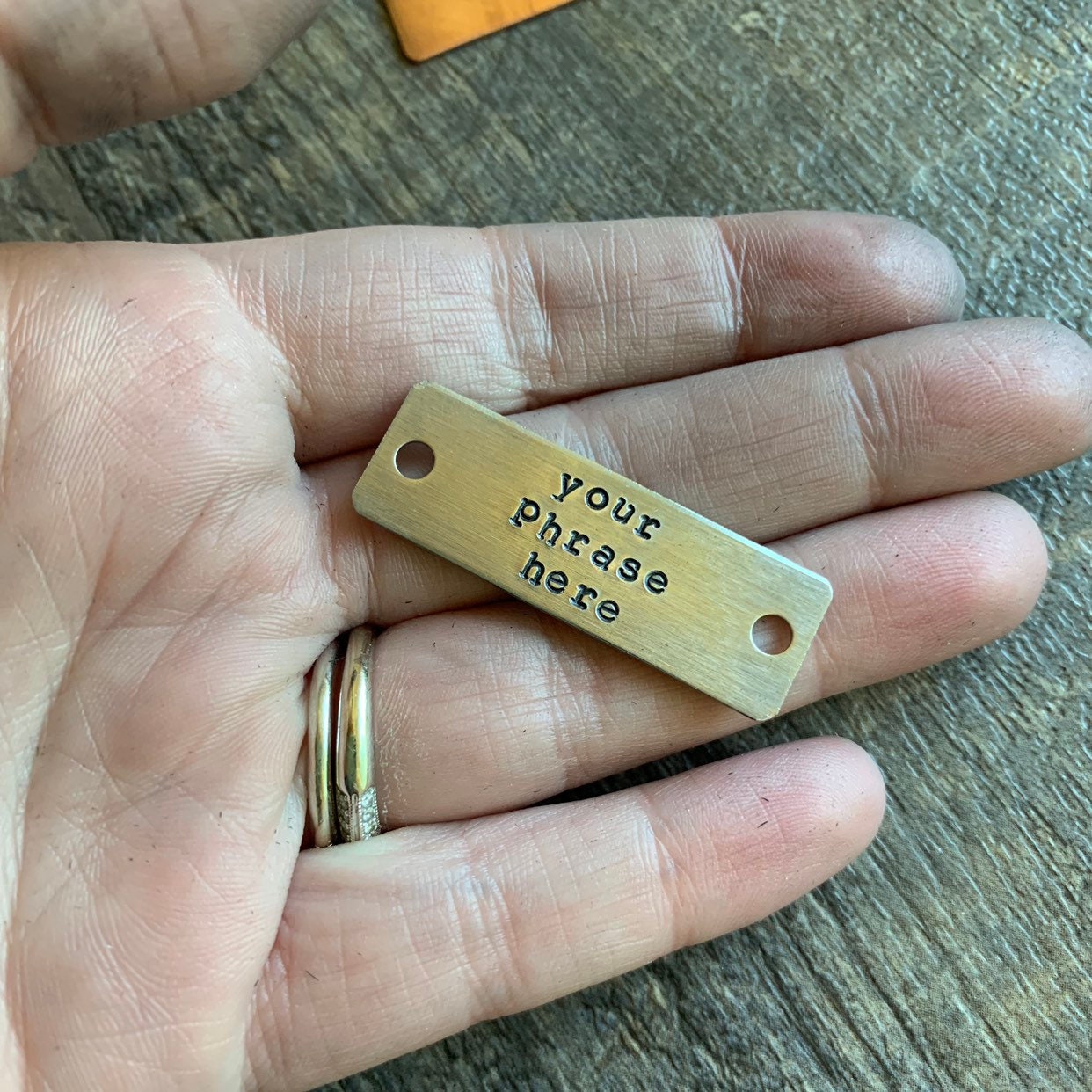Custom Hand Stamped Bracelet Tag: Copper, Brass, or Aluminum, view 4