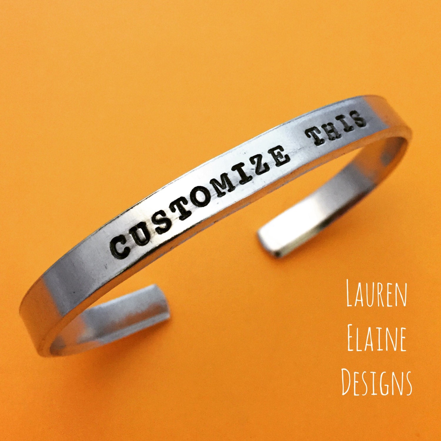 Custom Hand Stamped Cuff Bracelet- Aluminum Copper or Brass, view 5