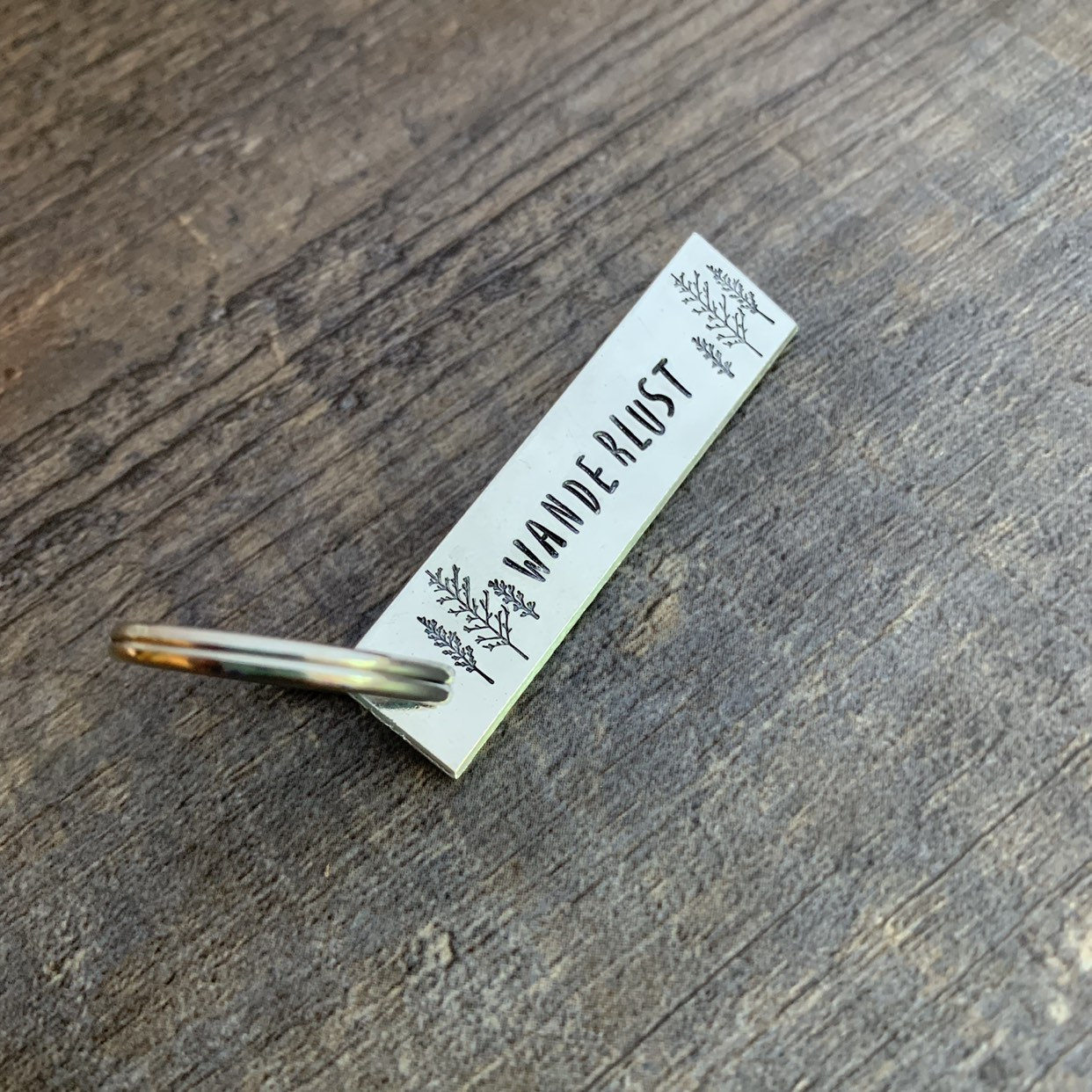 Wanderlust Keychain: Hand Stamped Aluminum Traveler Gift