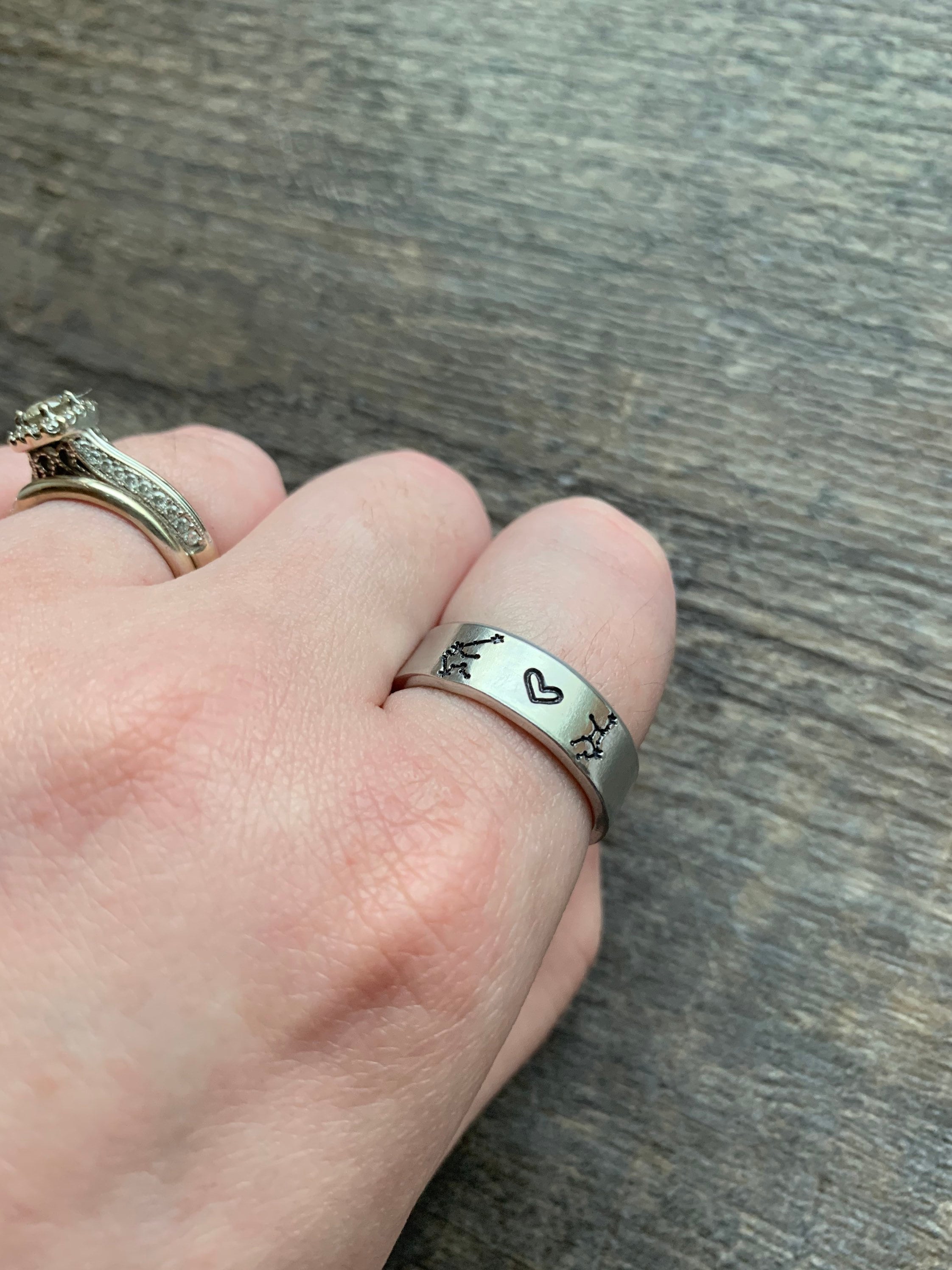 Zodiac Constellation Couple Ring- Capricorn Aquarius Pisces Aries Taurus Gemini Cancer Leo Virgo Libra Scorpio Sagittarius, view 3