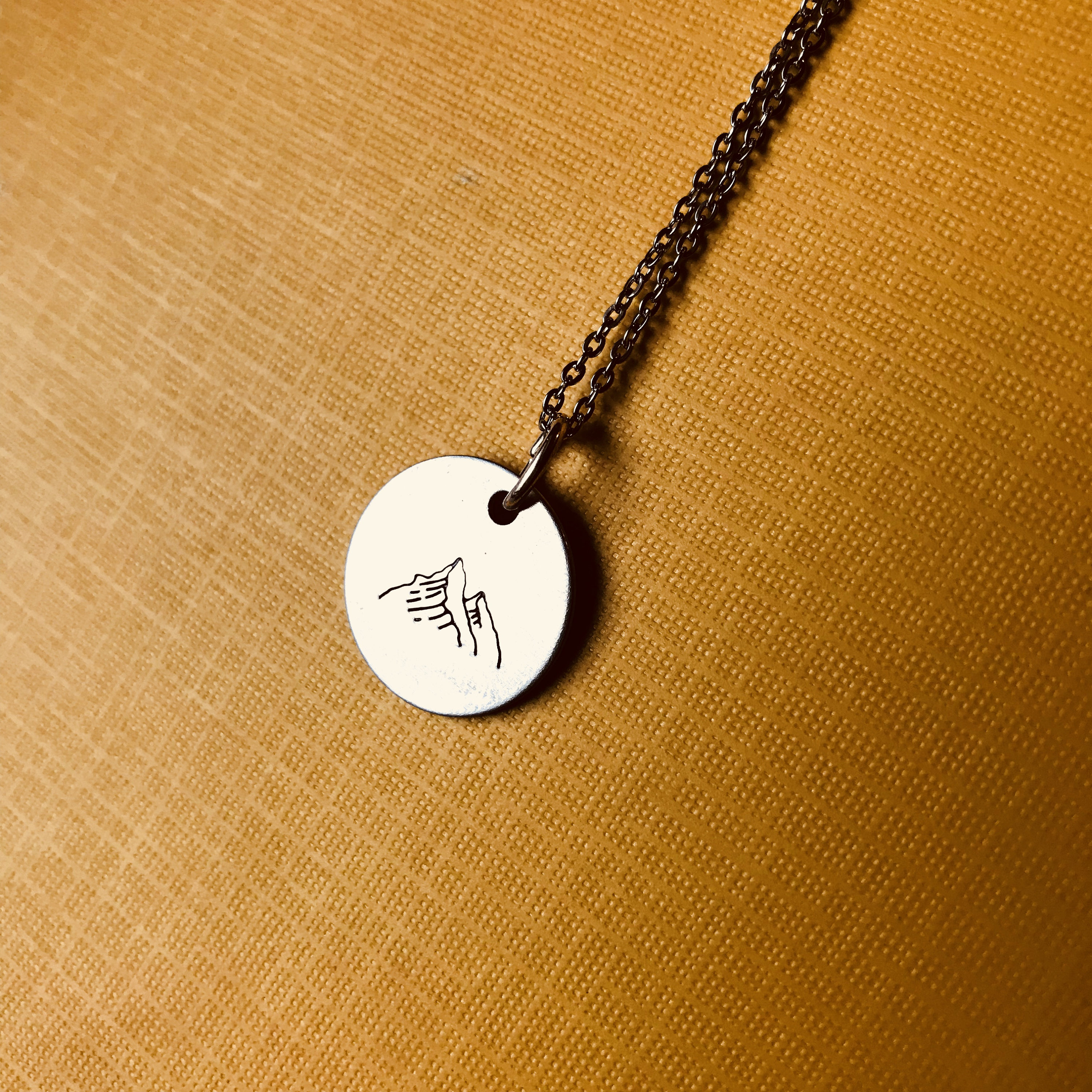 Mountain Necklace- Hand Stamped Aluminum, Copper, or Brass Charm Necklace, view 3
