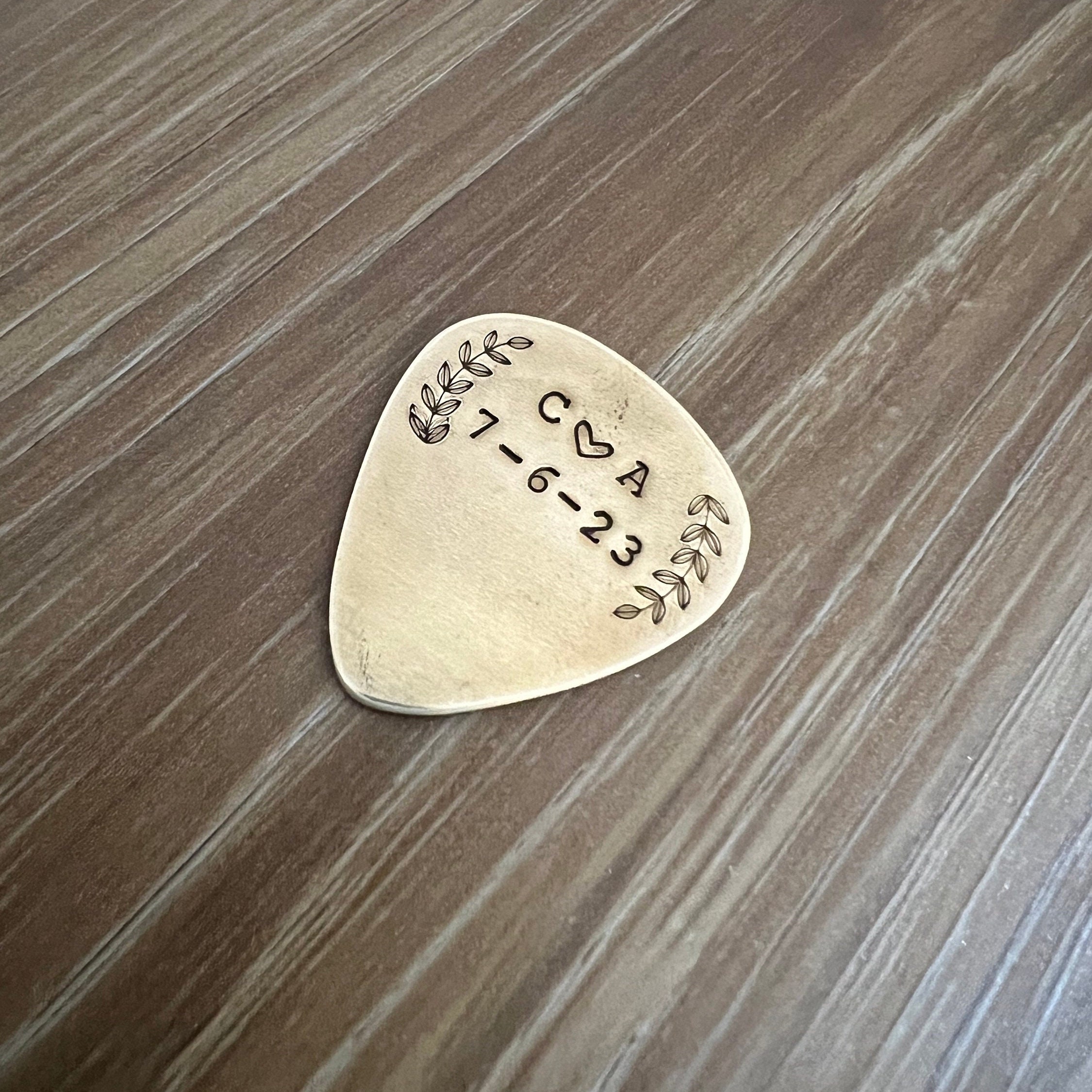 Personalized Hand Stamped Guitar Pick: Anniversary Initials