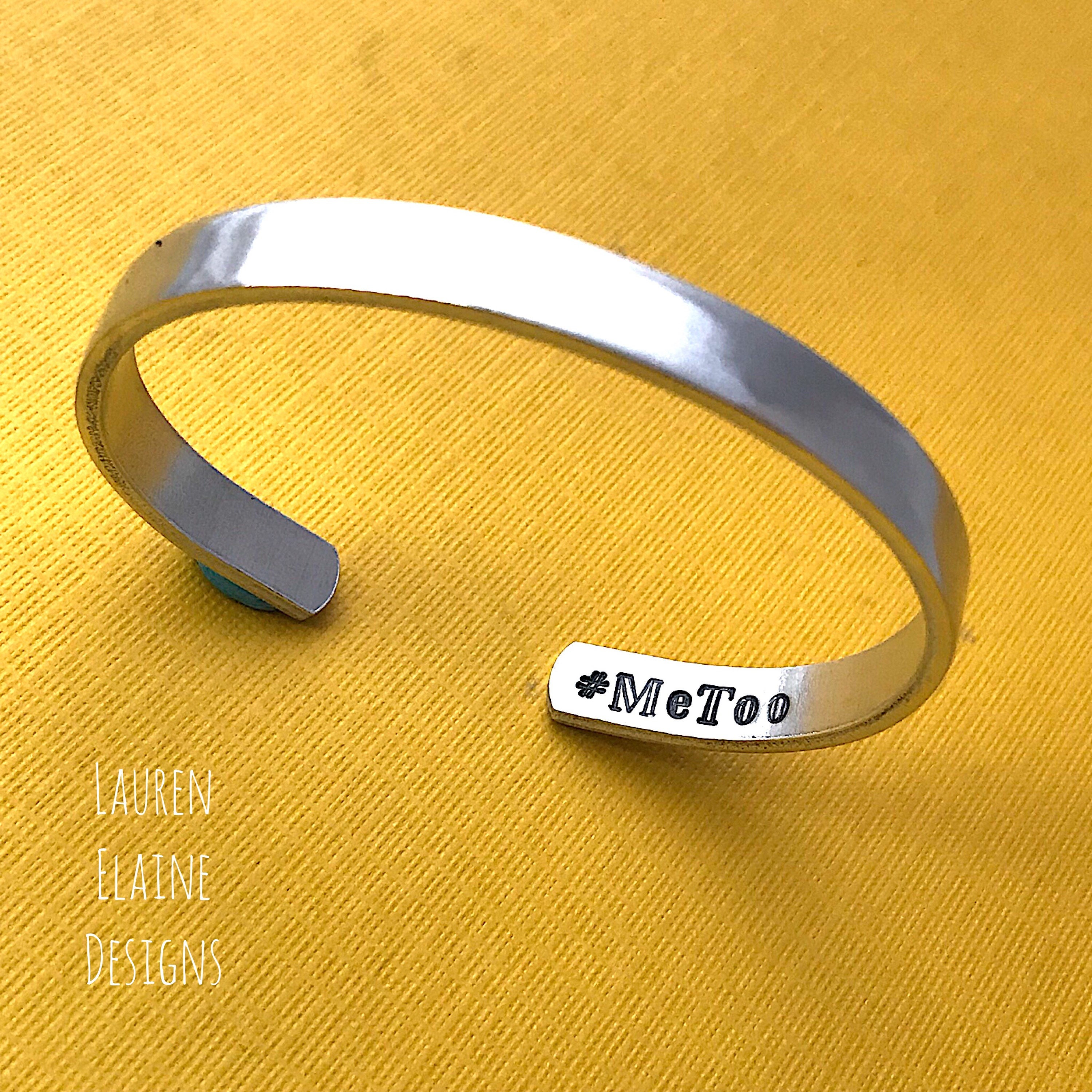 Hand Stamped #MeToo Bracelet: Aluminum, Copper, Brass, or Sterling Silver, view 2