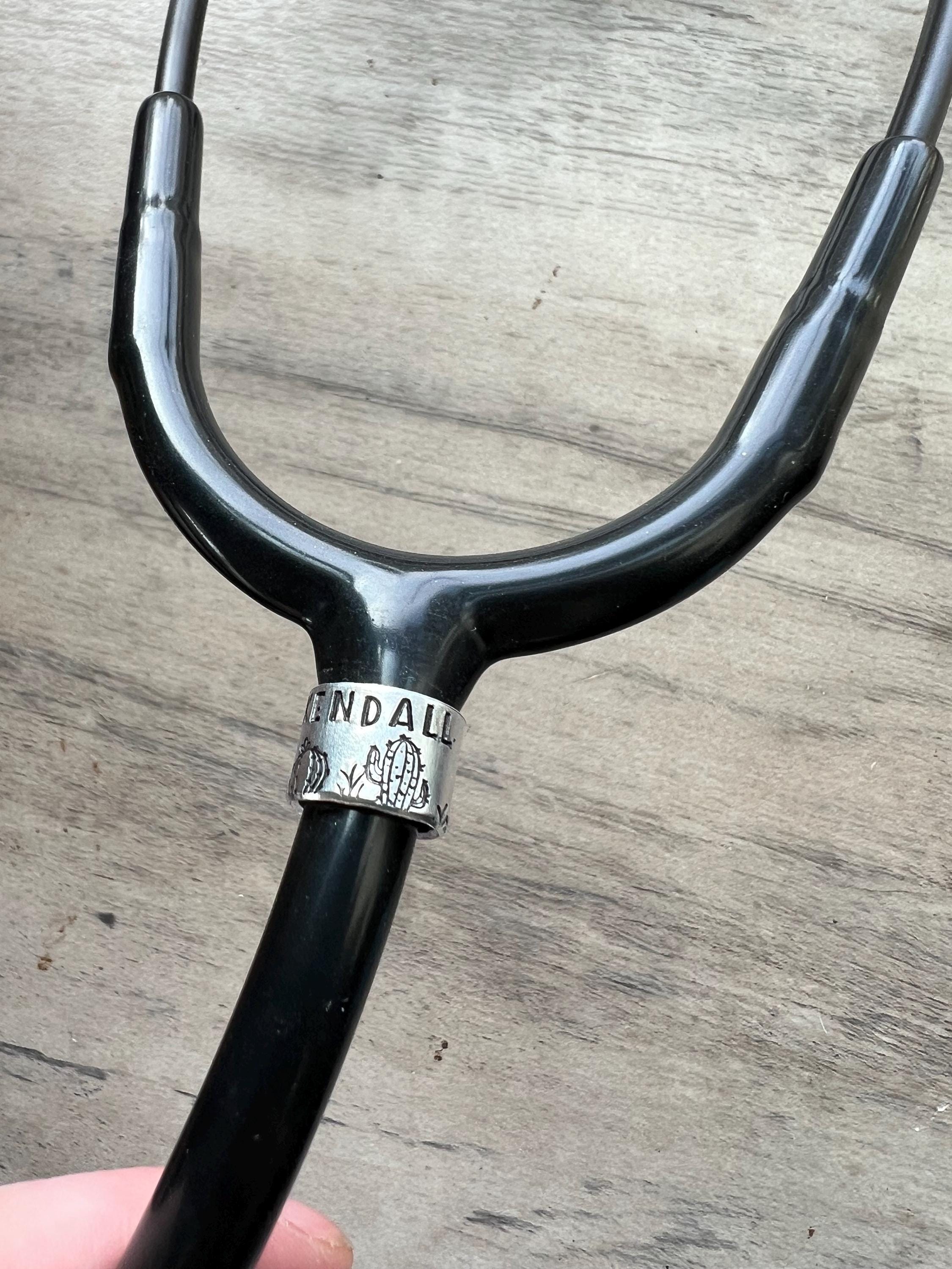 Hand Stamped Desert Stethoscope ID Tag - Custom Name Nurse Gift, view 2
