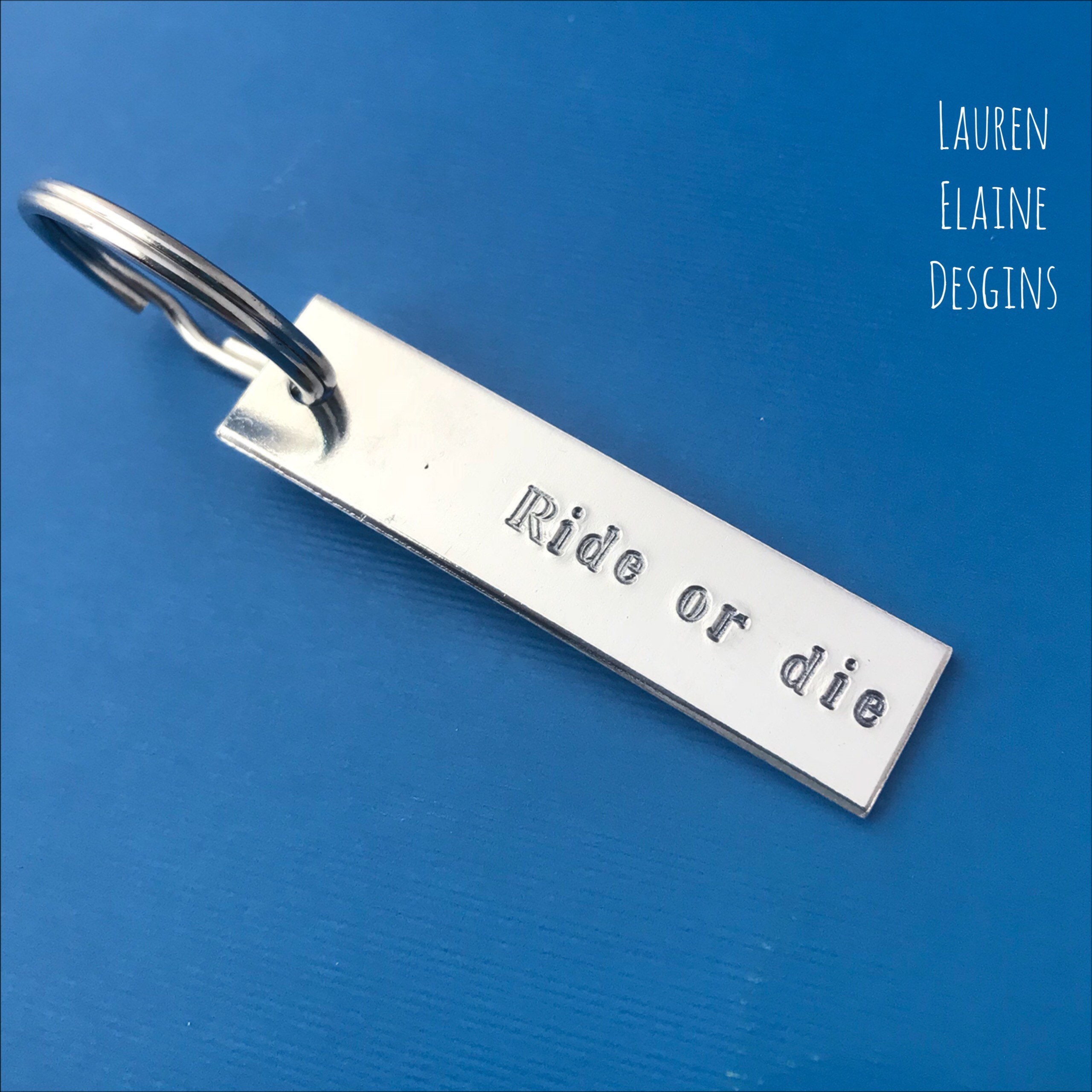 Ride Or Die - Best Friend, Couples, Anniversary Gift -Hand Stamped Aluminum Keychain, view 2