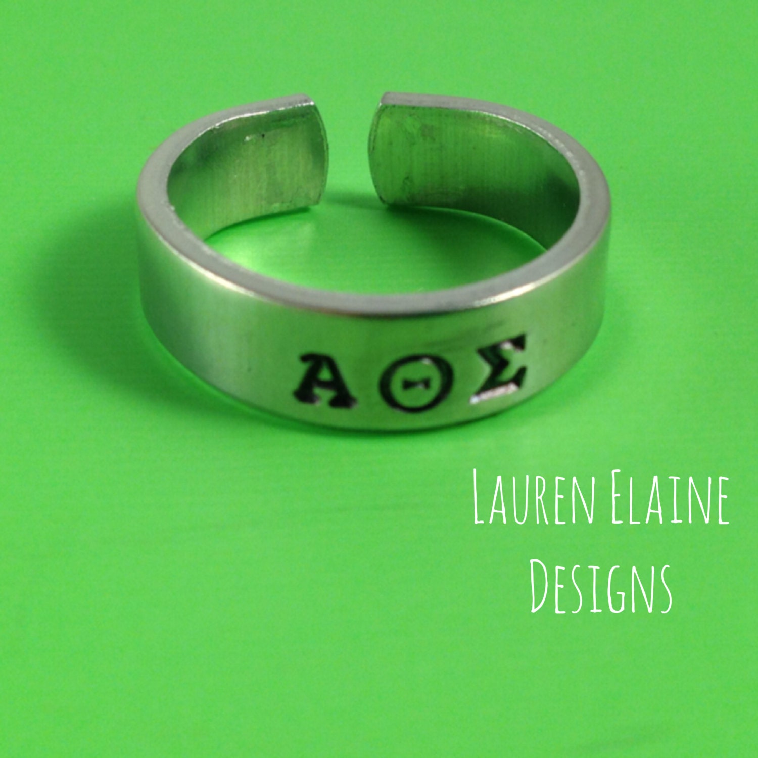 Custom Hand Stamped Aluminum Fraternity or Sorority Skinny Ring- Add the Greek Name, view 2