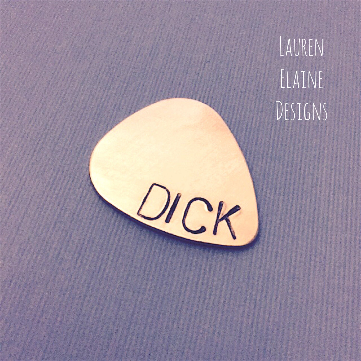 Dick Pick- Hand Stamped Guitar Pick- In Brass, Copper, or Aluminum- Funny Musician Gift, view 2
