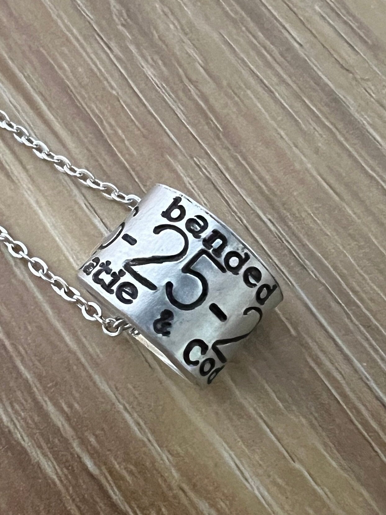 Custom Duck Band Style Necklace-  Hand Stamped Aluminum - Personalized Baby Name, Anniversary Gift for Her, view 2