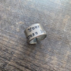 Custom Hand Stamped Wide Aluminum Ring- Add Your Own Phrase