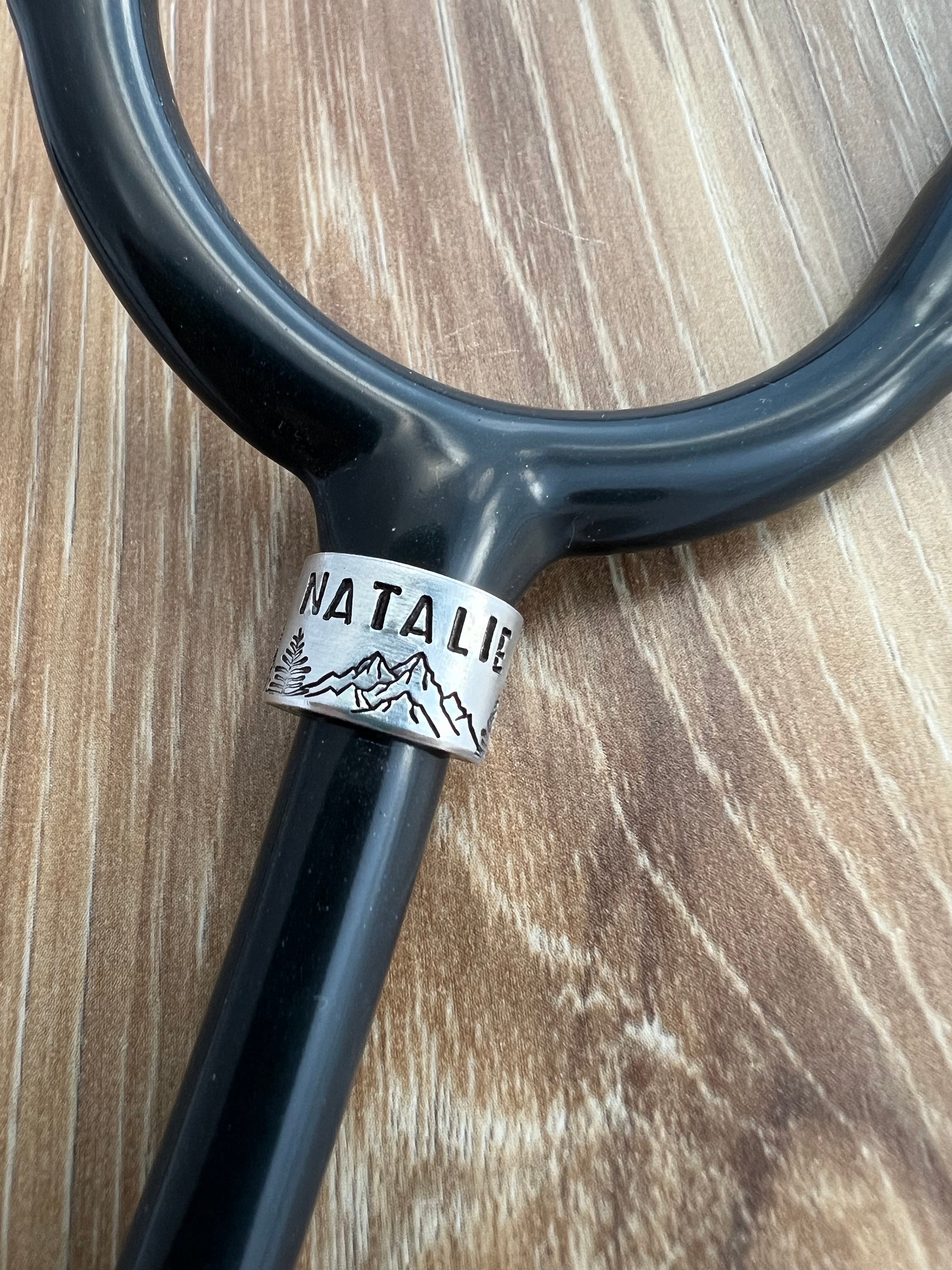 Hand Stamped Mountain Stethoscope ID Tag - Custom Nurse Gift