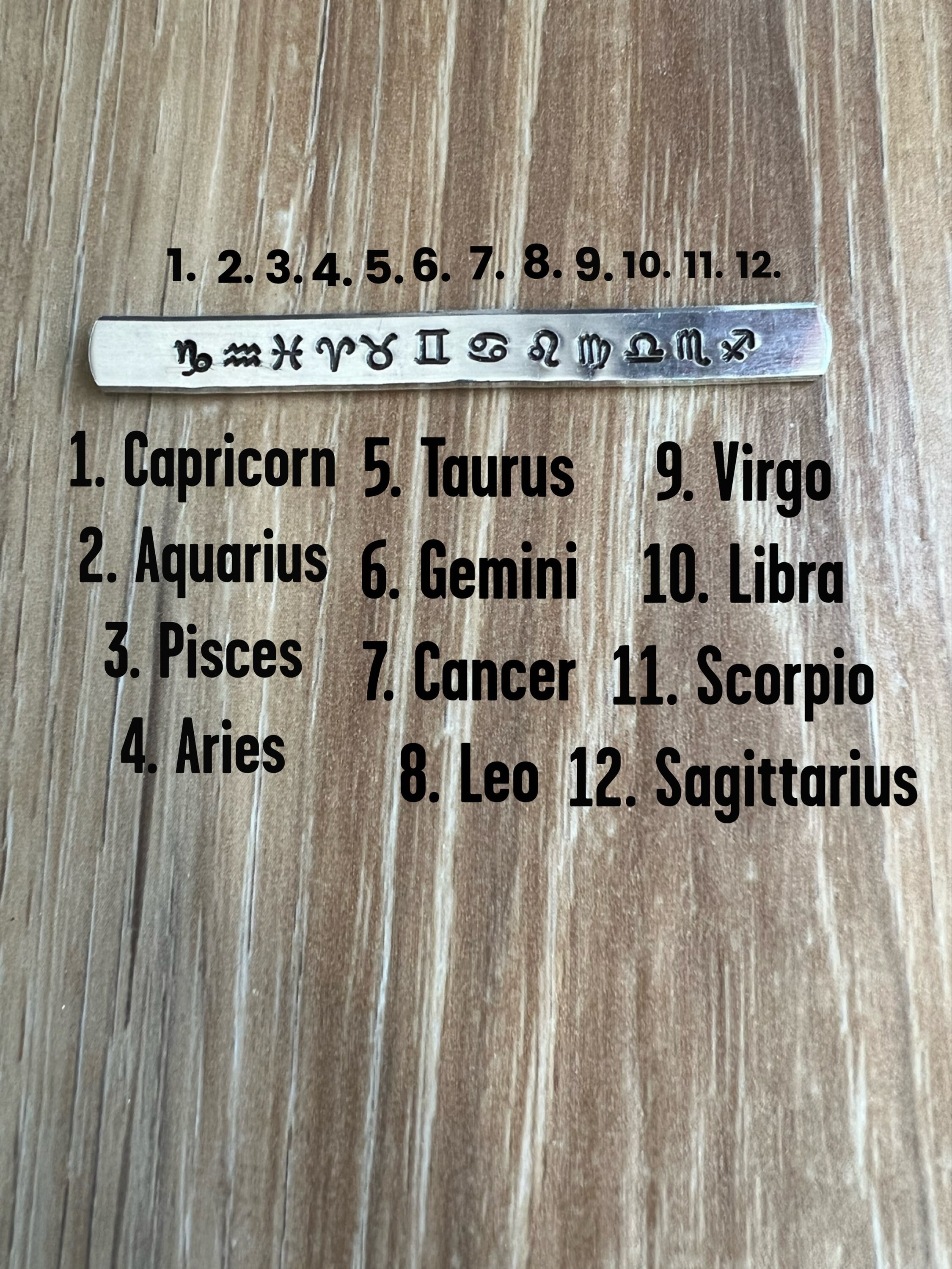 Hand Stamped Zodiac Watch Band Charm: Aluminum Sun Moon Rising Tag, view 5