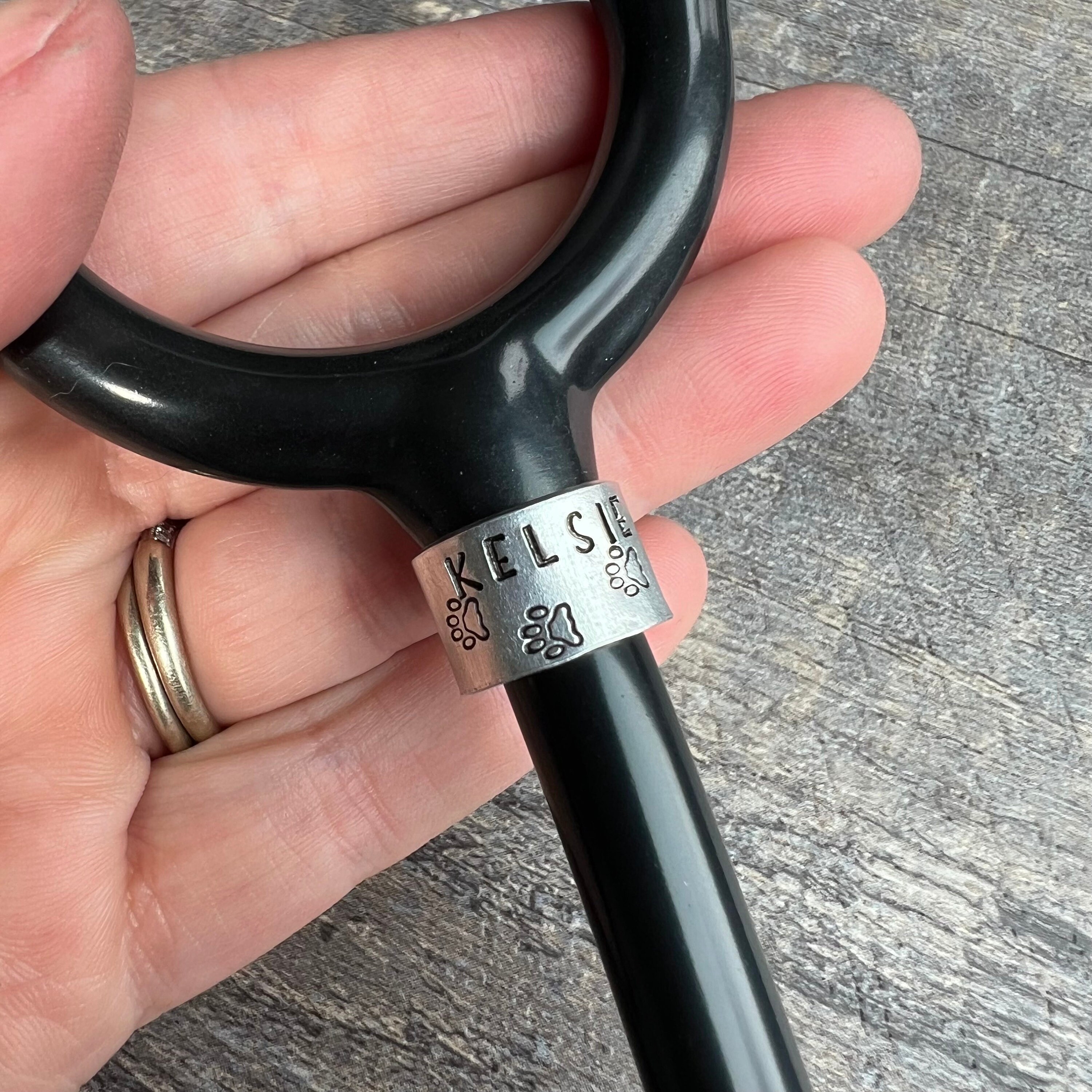 Hand Stamped Paw Print Stethoscope ID Tag: Veterinarian Gift, view 2
