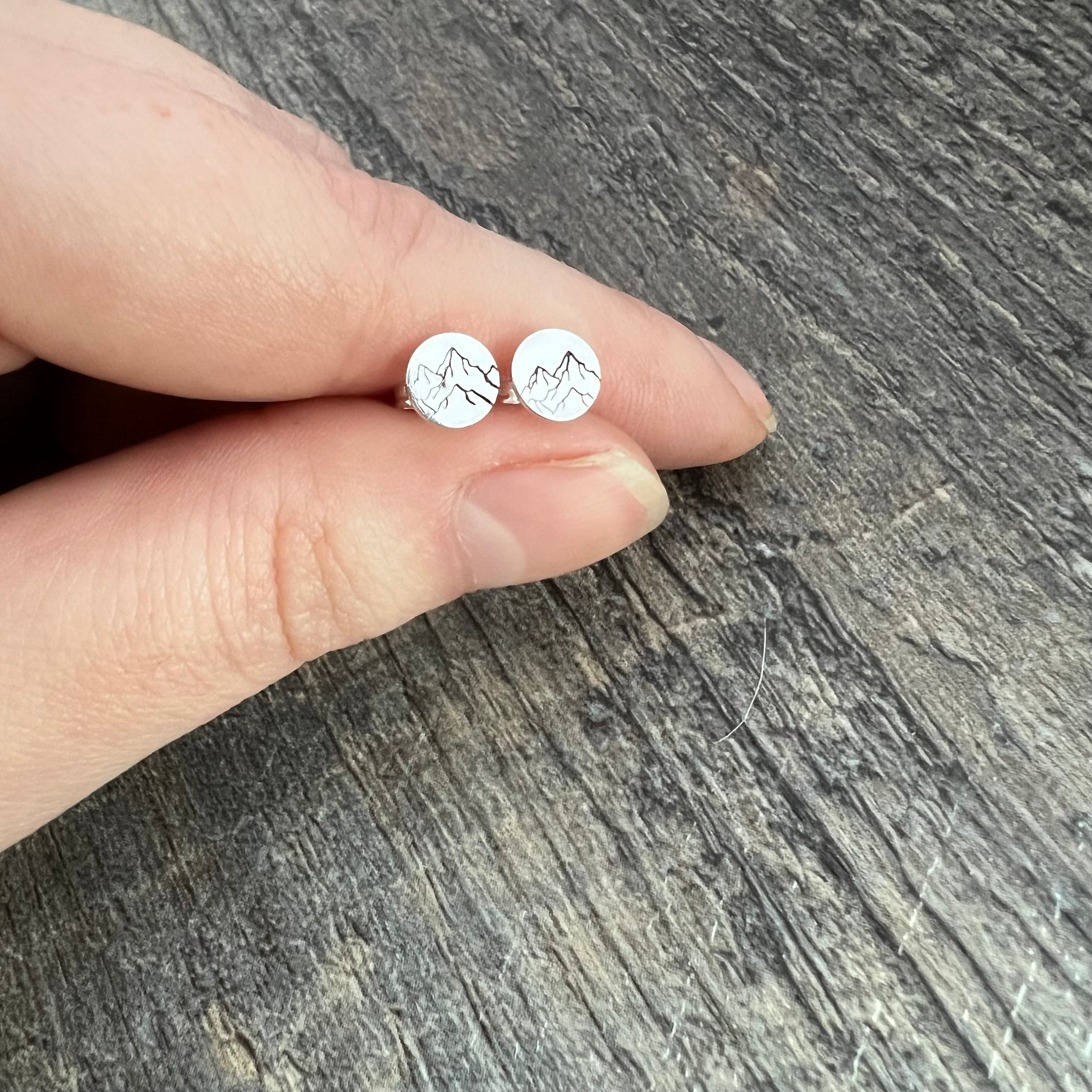 Mountain Sterling Silver Stud Earrings, view 4