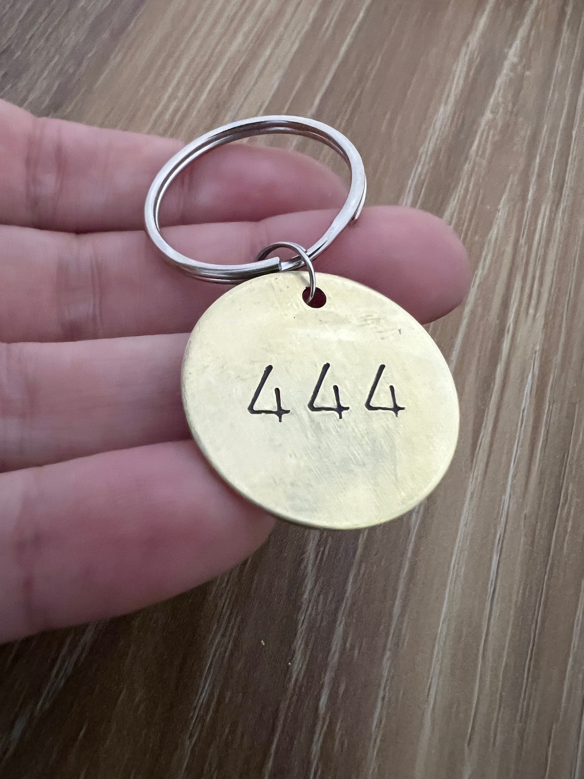 Hand Stamped Numbered Keychain: Aluminum, Brass, or Copper, view 3