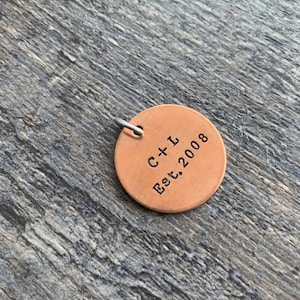 Custom Hand Stamped Copper 1 inch Charm- Pick your Phrase