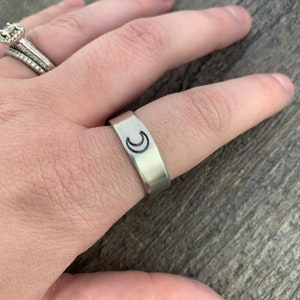 Sun and Moon Ring Set- Hand Stamped Rings - Etsy