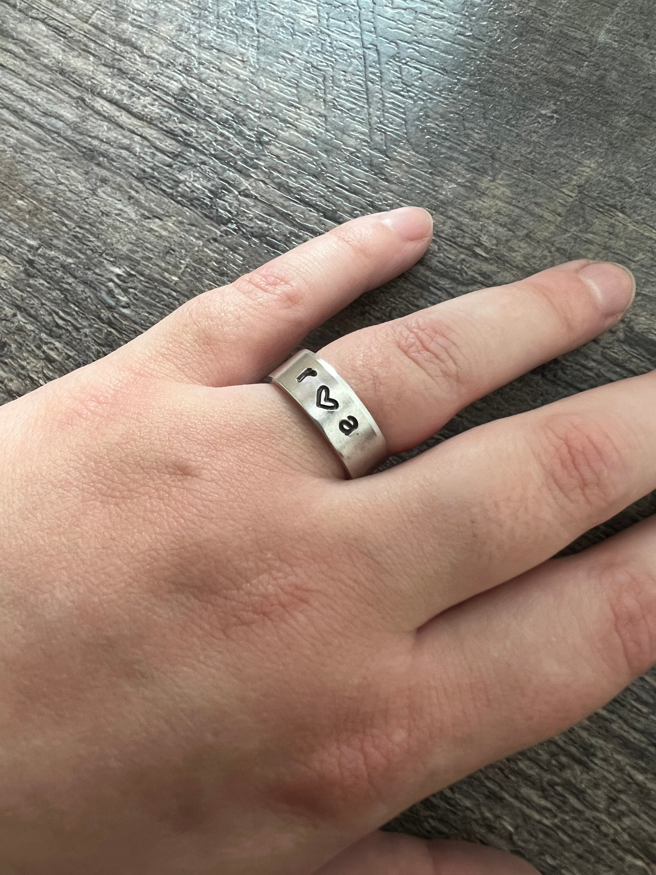 Custom Initial Couple Ring  Hand Stamped Ring- Husband Wife Boyfriend Girlfriend Gift, view 3