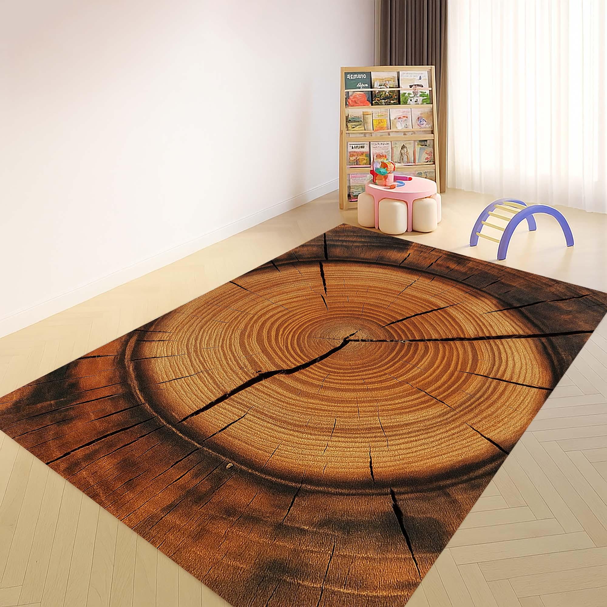 Rug Wood Texture, Natural Tree Ring Rug, Rustic Brown Carpet, Wooden ...