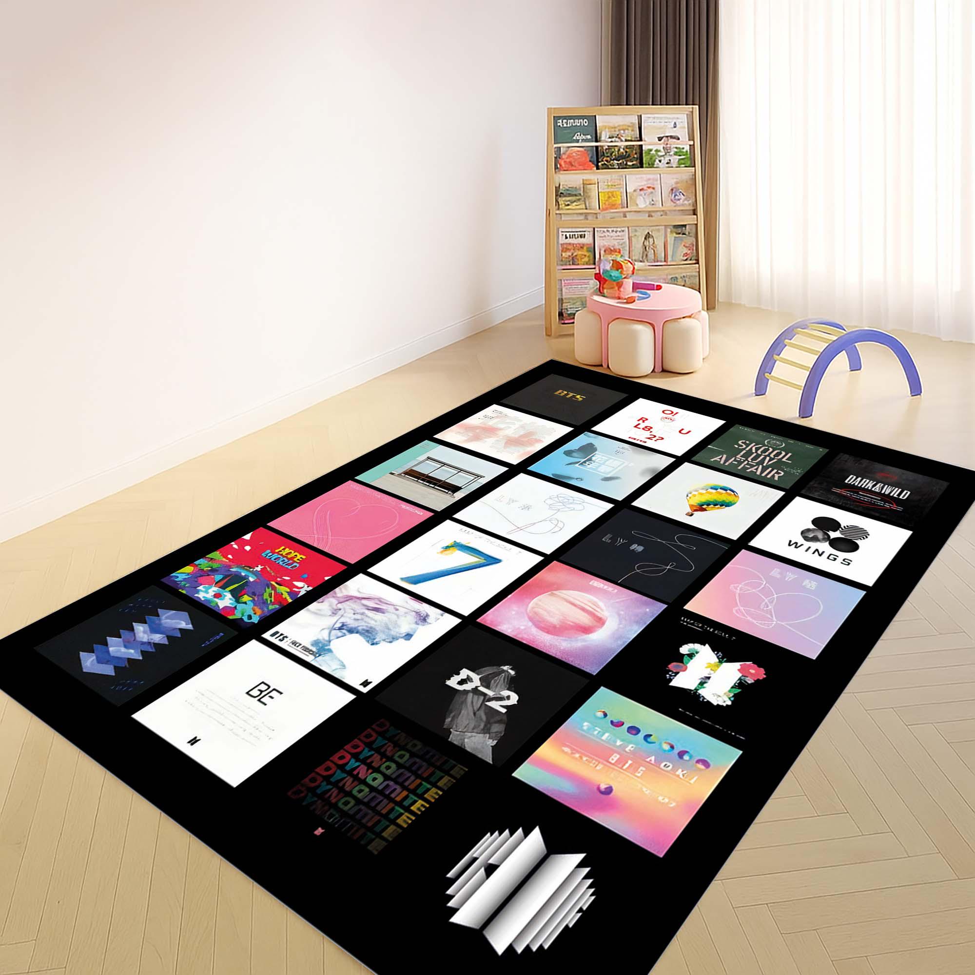 Kpop Rug BTS Album Cover Collage Design Colorful Kpop Inspired Modern Area Rug ...