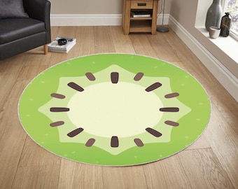 Kiwi Fruit Round Rug,  Green Cute Fruit Slice Carpet, Kids Room Play Mat, Kitchen Decor Soft Non Slip Area Rug, Digital Carpet Etsy