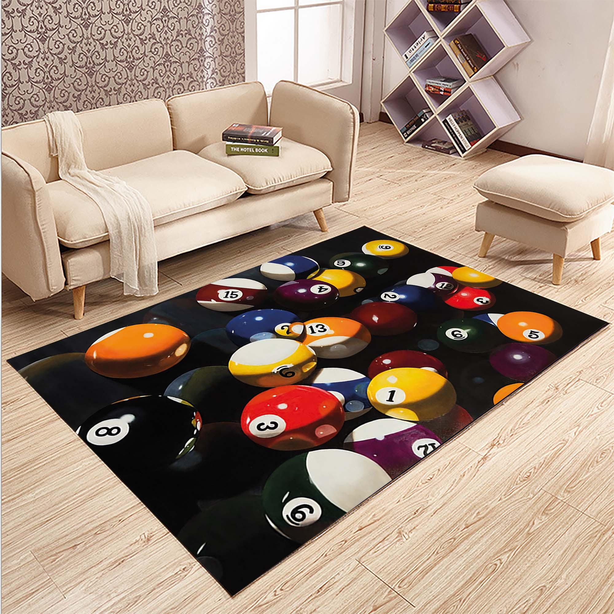 Billiard Ball Rug, 3D Game Room Carpet, Room Carpet With Billiard Ball ...